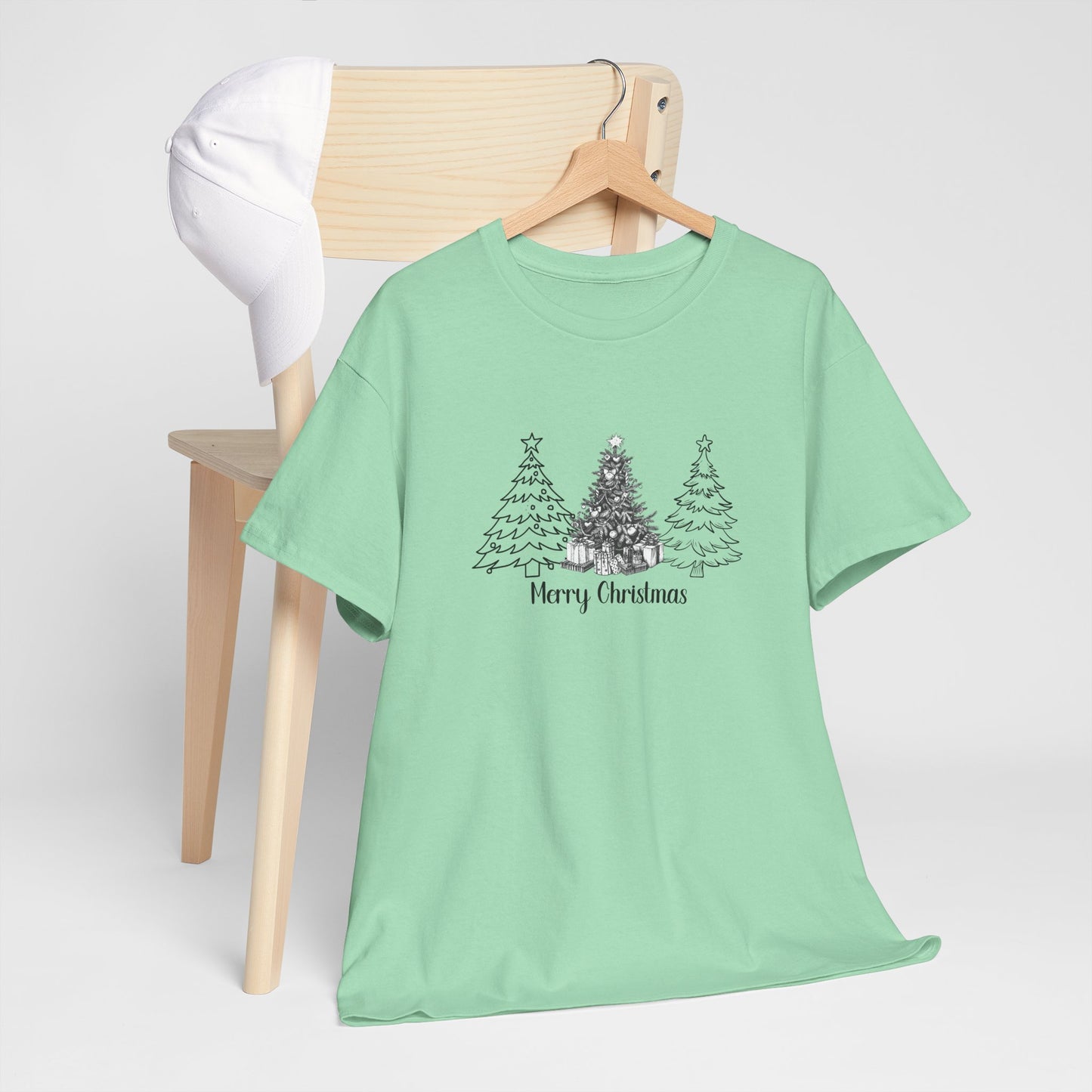 Merry Christmas, Trees - Unisex Heavy Cotton Tee - 10112