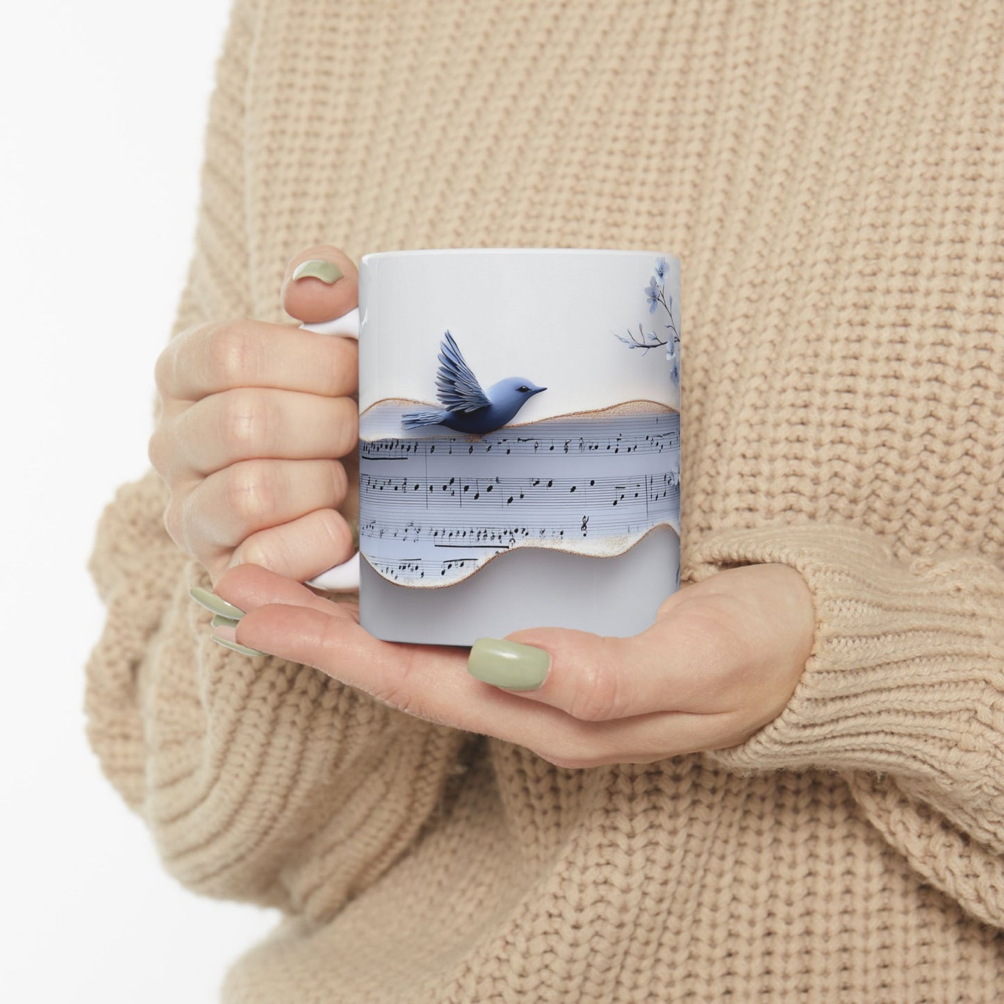 Beautiful Flowers & Bird, Vintage - Ceramic Mug, (11oz, 15oz) - 11482