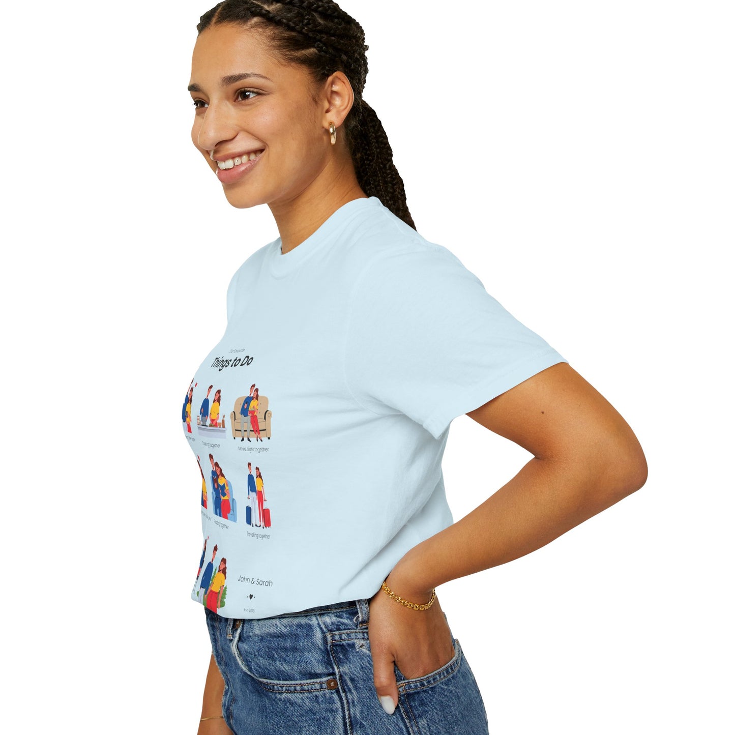 Our Favourite Things to Do Together – Personalised Valentine’s Illustration T-Shirt Gift - 14722