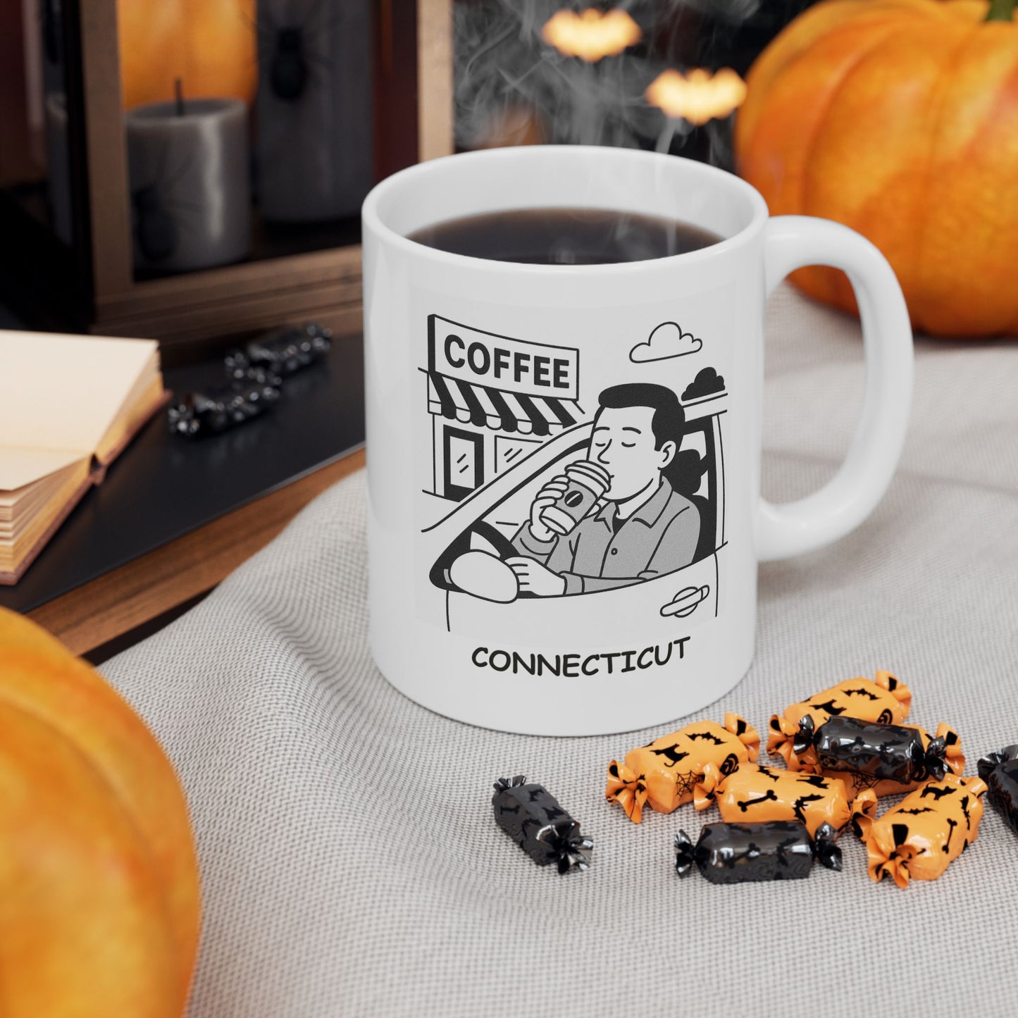 "Connecticut: Where we don’t need a reason to stop for coffee, but we do anyway." Ceramic Mug - 13889