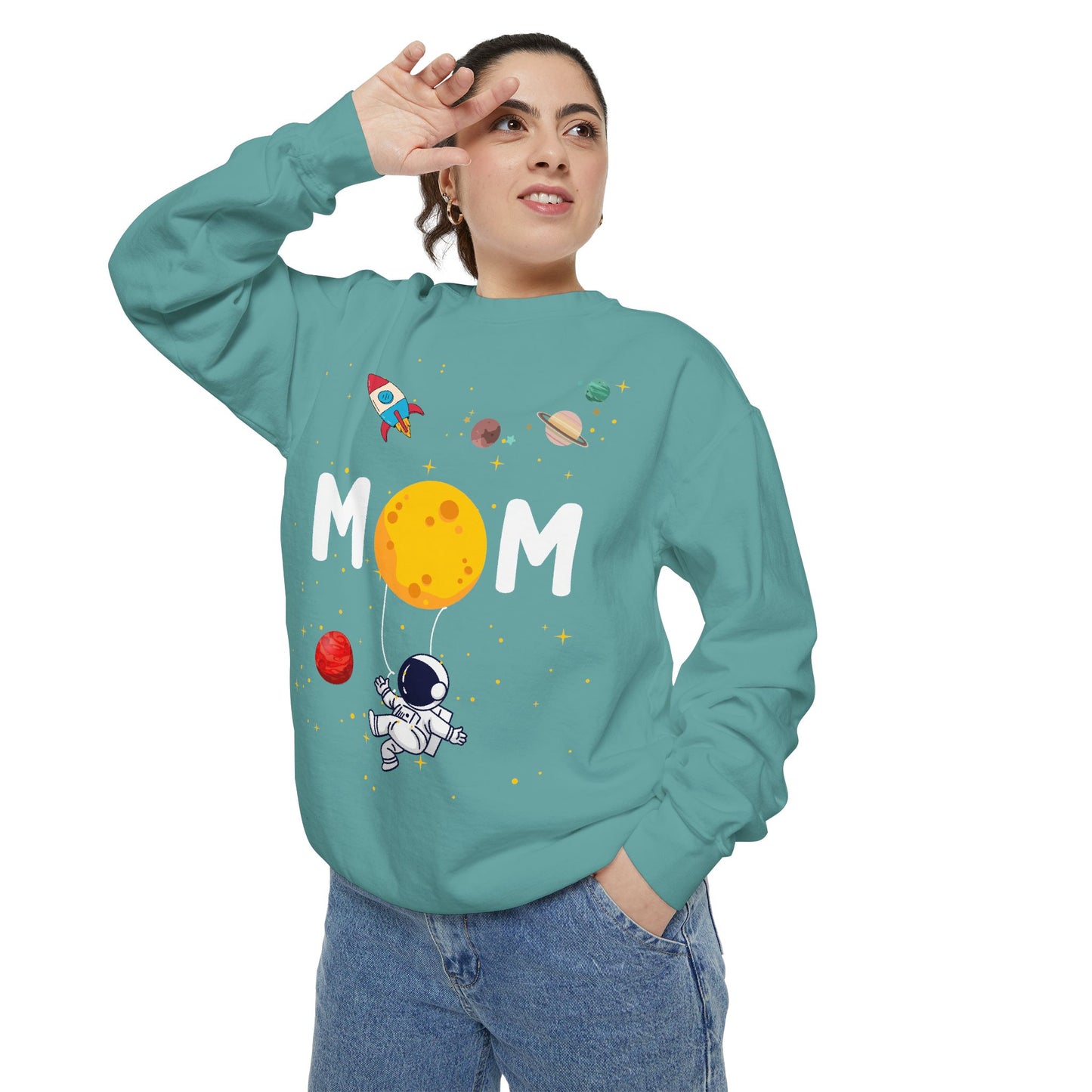 Astronaut Mom Garment-Dyed Sweatshirt | Space-Themed Gift for Mothers - 11838
