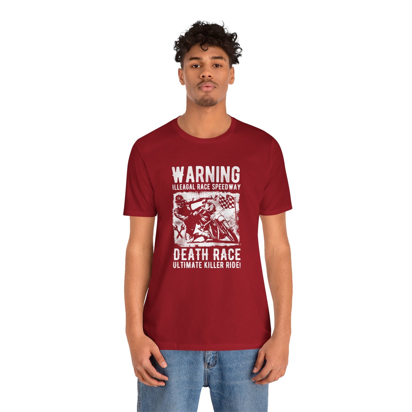 Warning: Illegal Race Speedway- Unisex Jersey Short Sleeve Tee