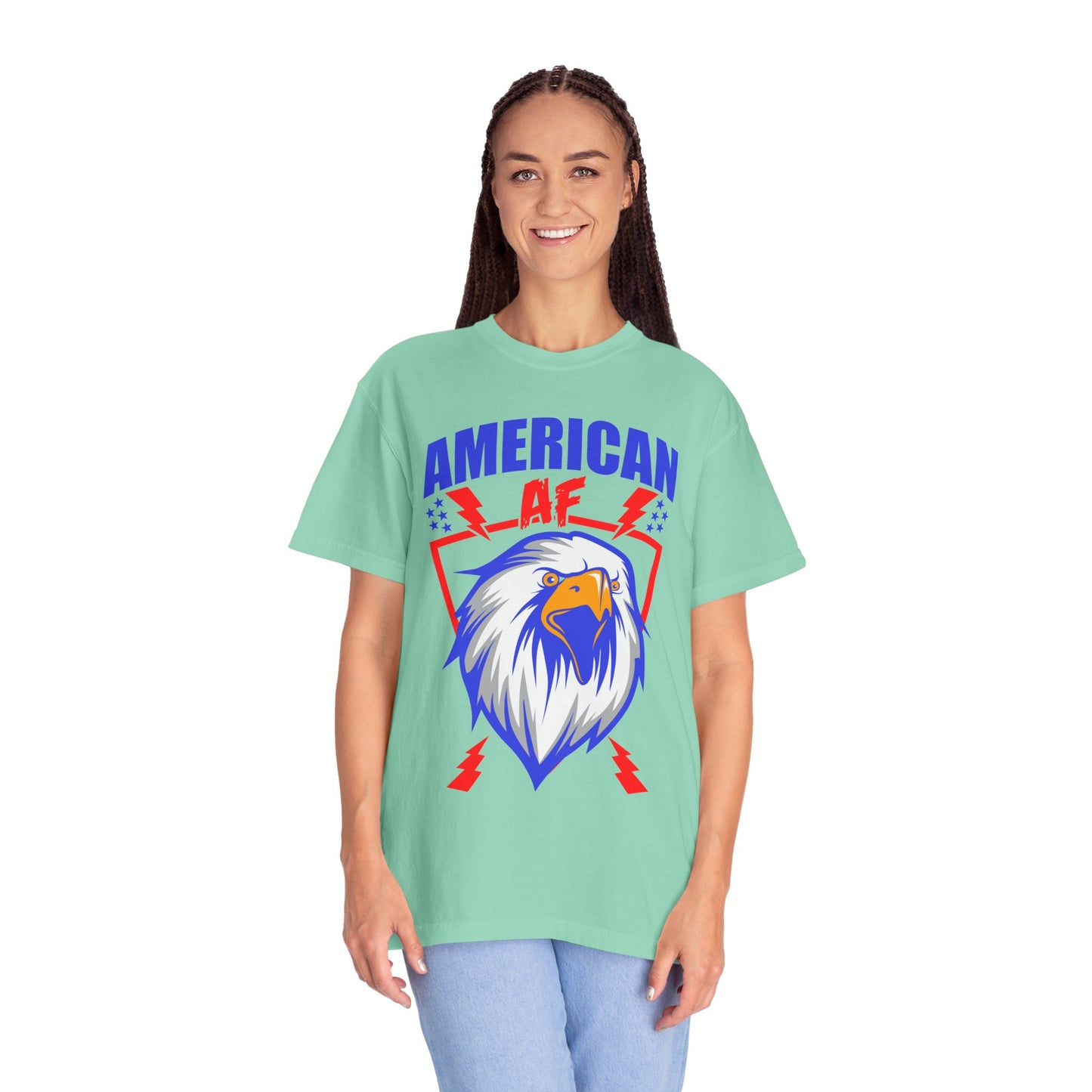 Patriotic Eagle T-Shirt, American AF Graphic Tee, Unisex Tee, 4th of July Shirt, Casual Wear, Gift for Patriots, Summer Style - 13731