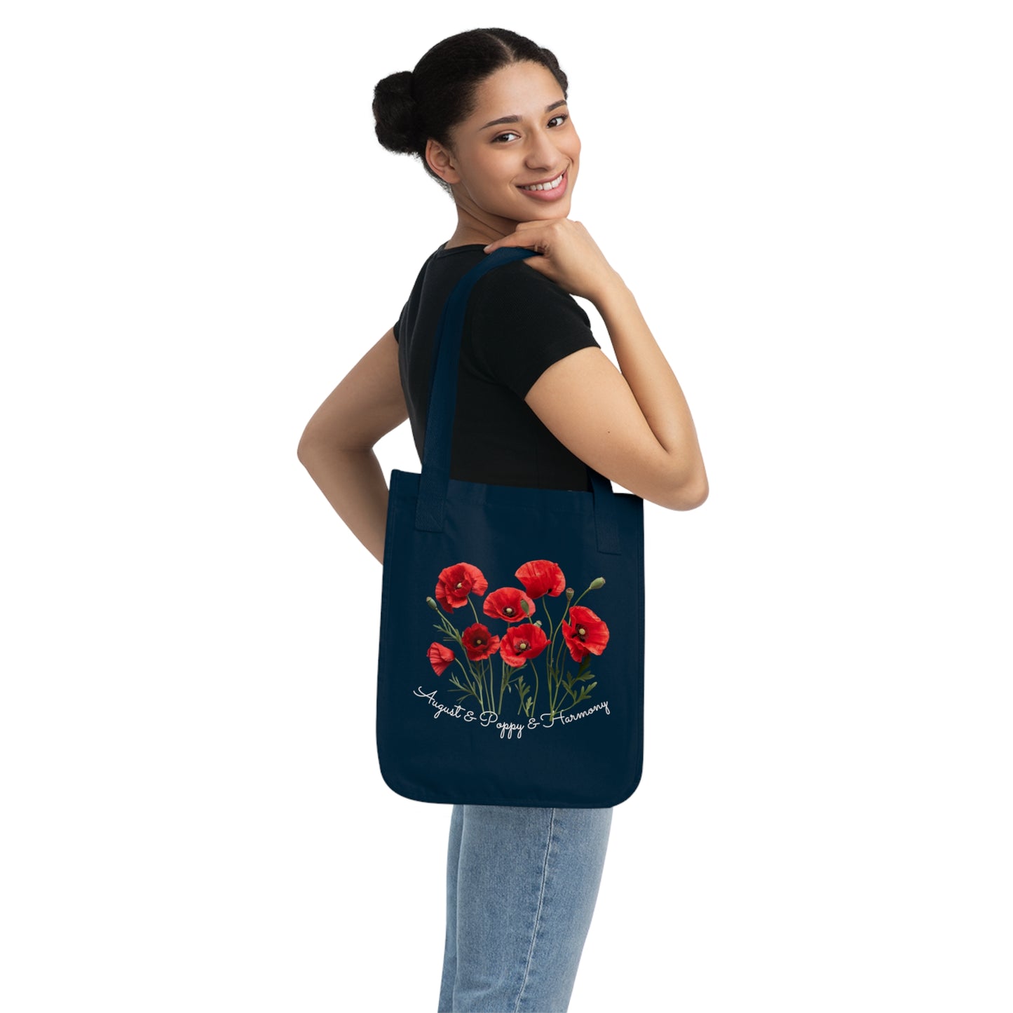 Happy Birthday August, Poppy - Customized Organic Canvas Tote Bag