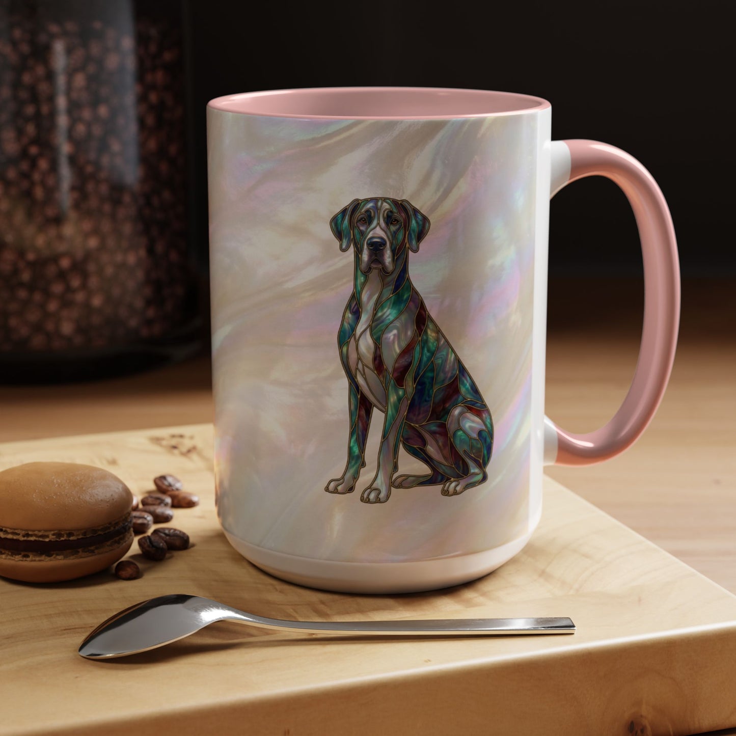 Personalized Great Dane Dog Mug — Stained Glass Design (11/15 oz) - 14550