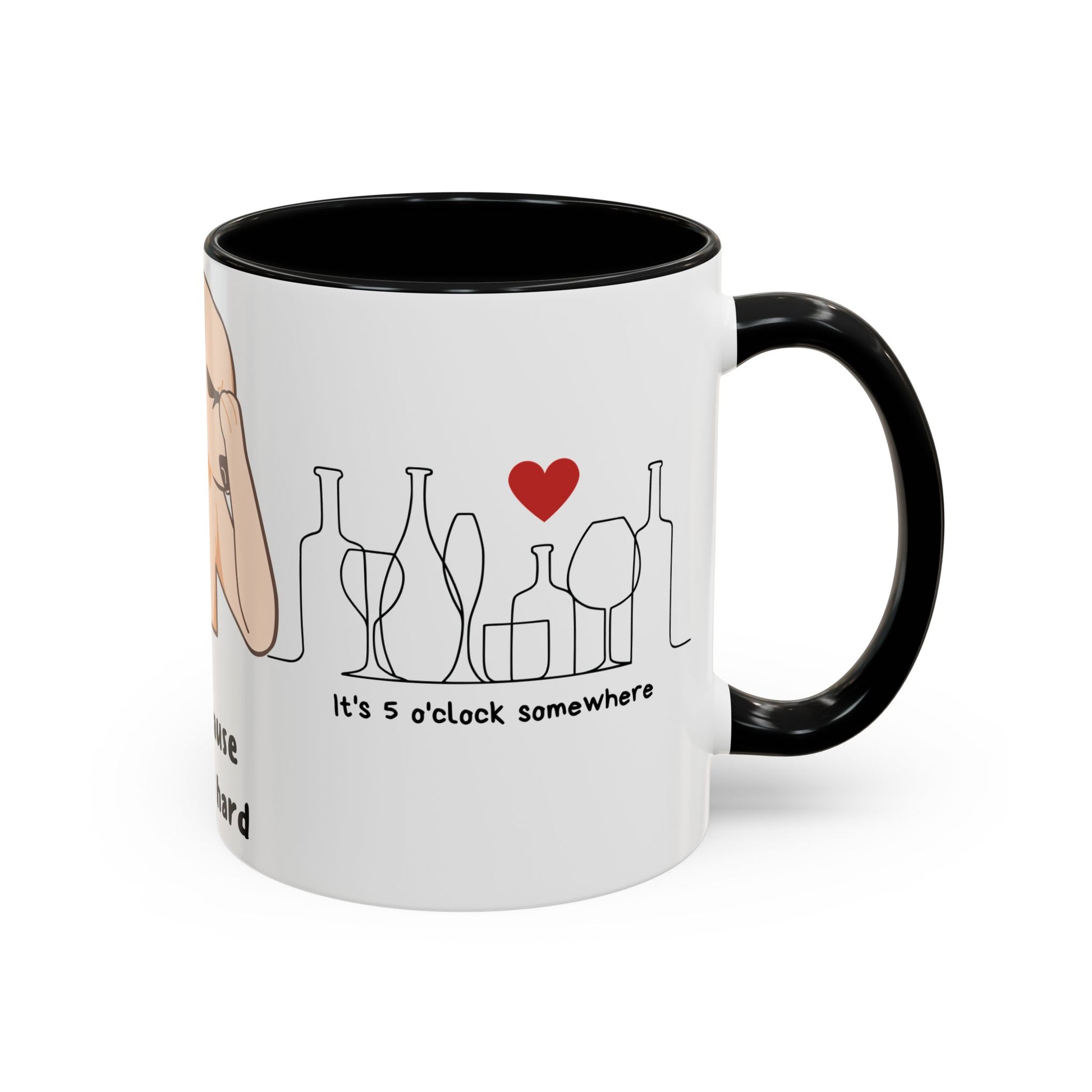 Wine Because Adulting is Hard - Accent Coffee Mug (11, 15oz) | 11 oz,11oz,15 oz,15oz,accent mug,Coffee Mugs,Halloween,Home & Living,Kitchen,Mugs,Spring Essentials,two tone,White base