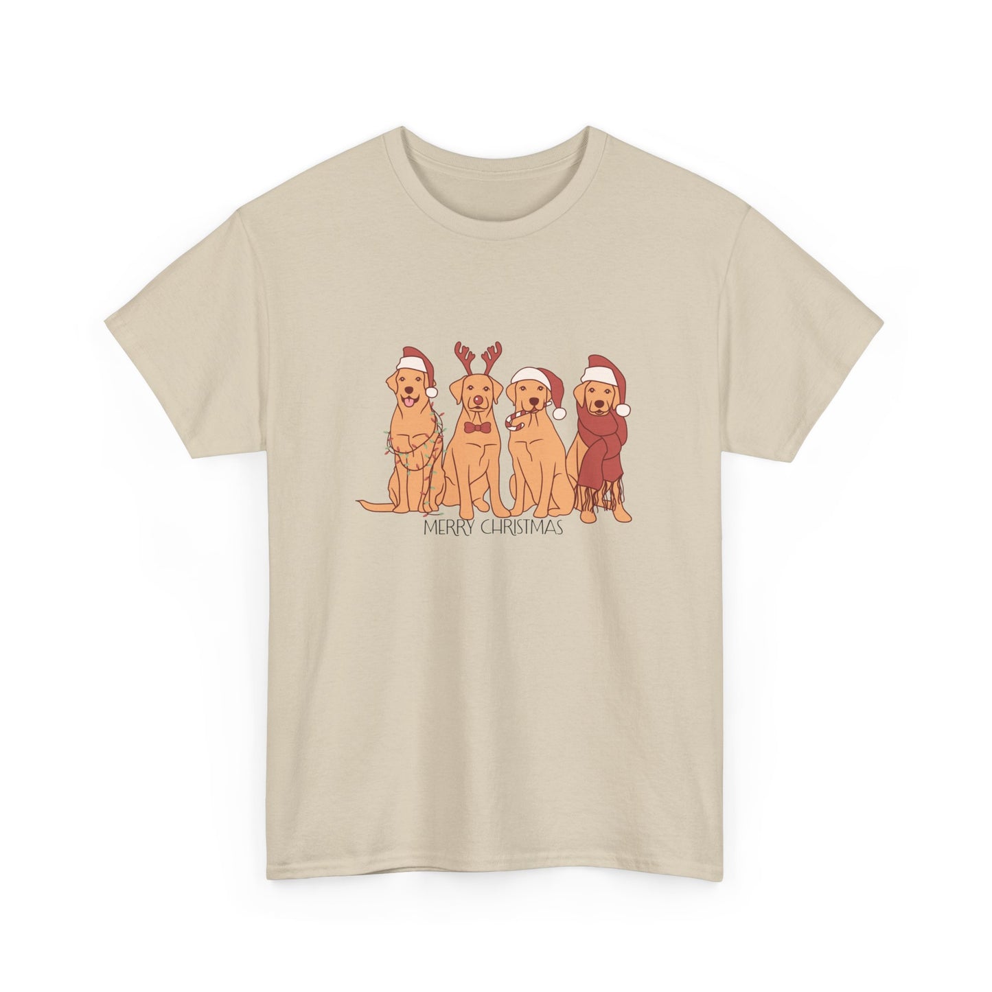 Golden Retrievers, Merry Christmas - Unisex Heavy Cotton Tee - 10282