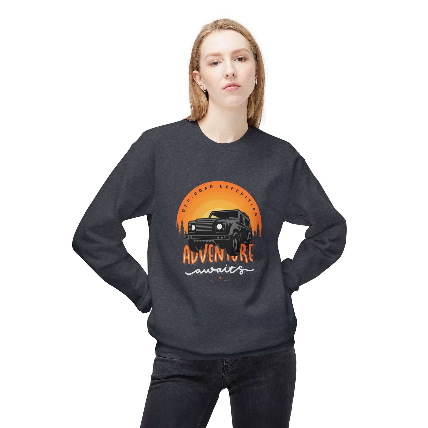 Adventure Awaits - Unisex Midweight Softstyle Fleece Crewneck Sweatshirt - 10744