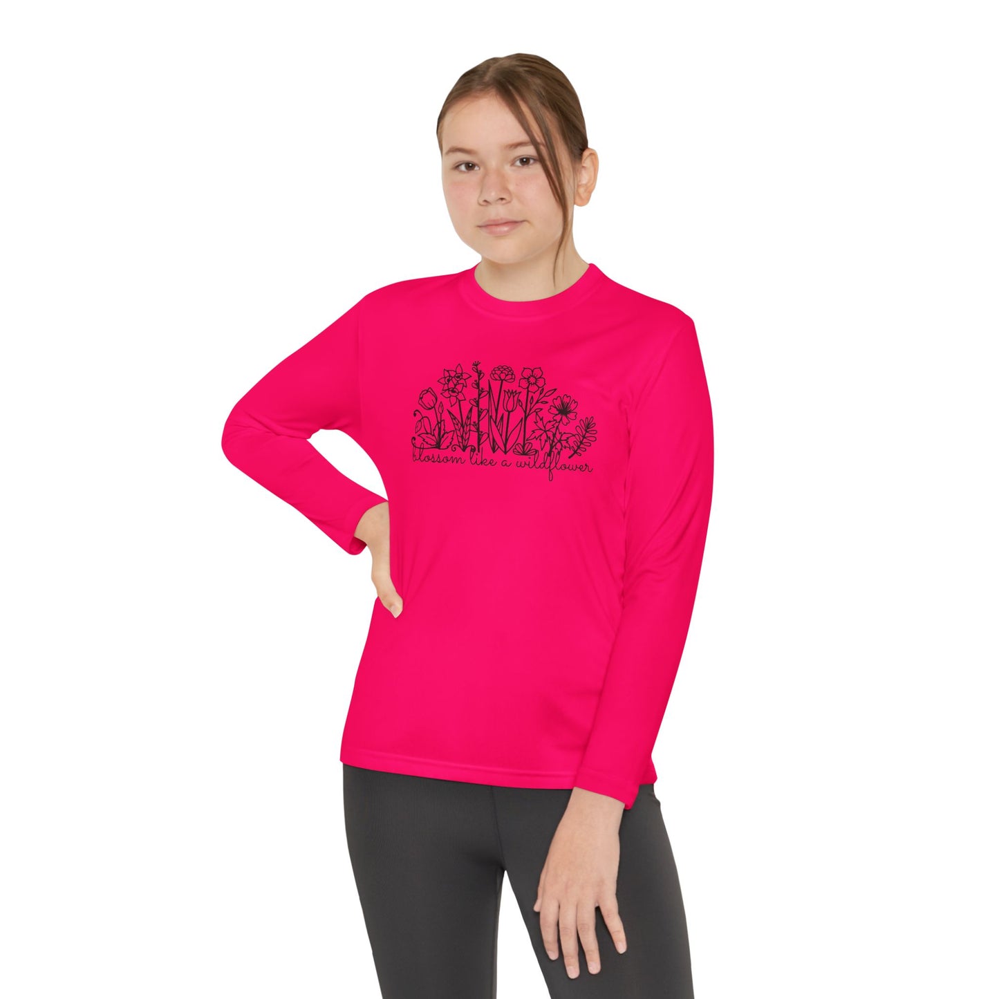 Blossom Like A Wildflower - Youth Long Sleeve Competitor Tee - 10104