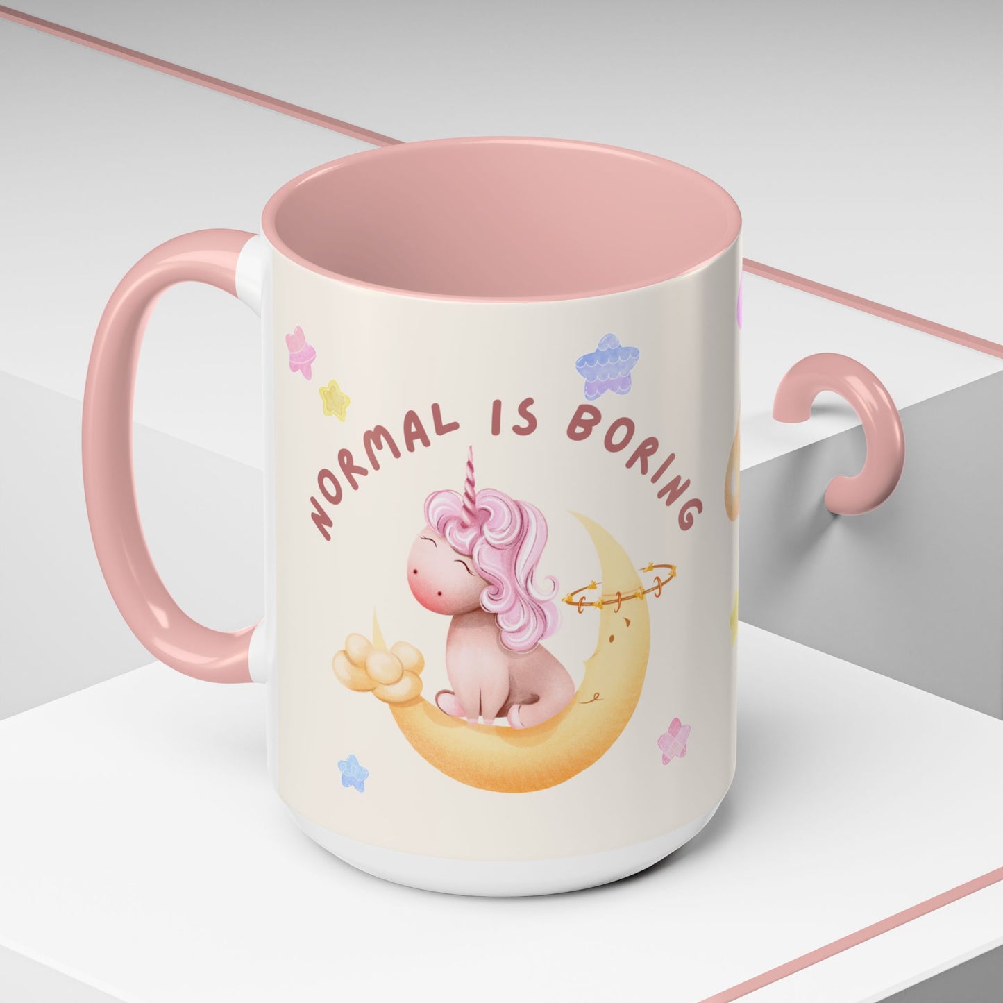 Normal is Boring, Be A Unicorn - Accent Coffee Mug (11, 15oz) - 11084