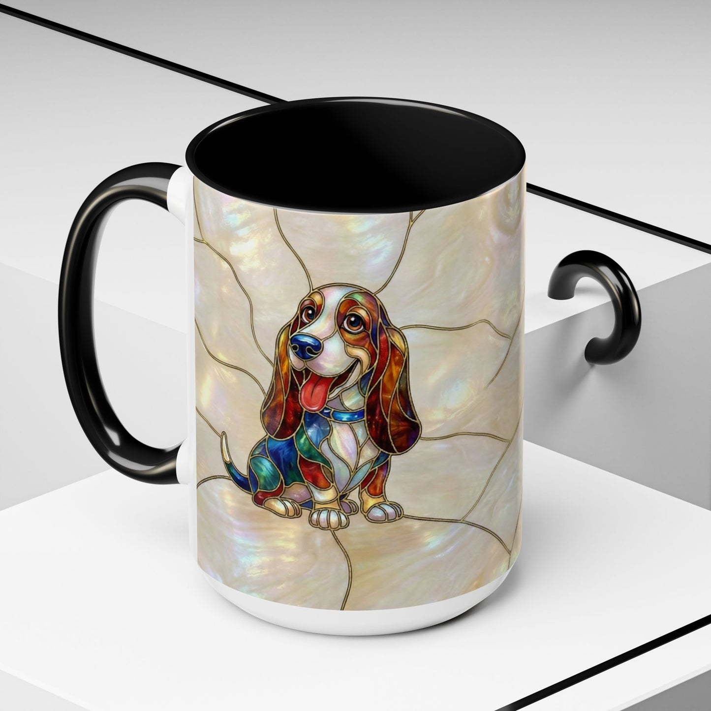 Basset Hound Stained Glass Accent Coffee Mug (11/15oz) - 14520