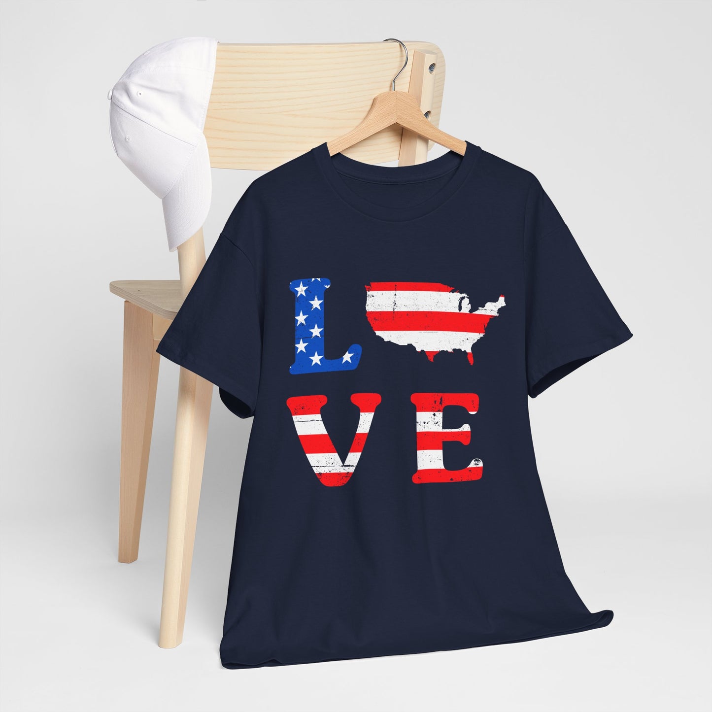 Patriotic Love Tee | Unisex Heavy Cotton T-Shirt, USA Love Shirt, 4th of July Gift, Casual Wear, Independence Day Apparel - 13696