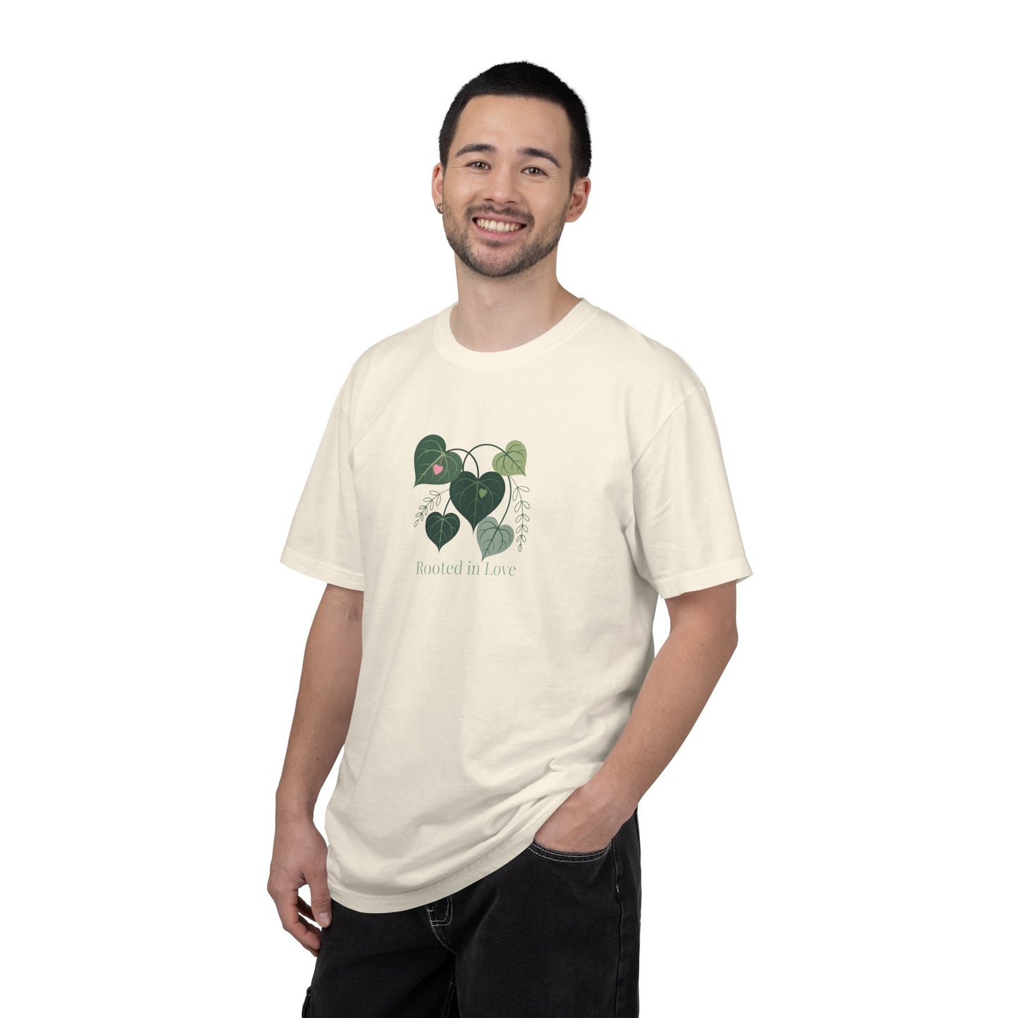 Rooted in Love T-Shirt — Heart Leaf Plant Graphic Tee - 14733