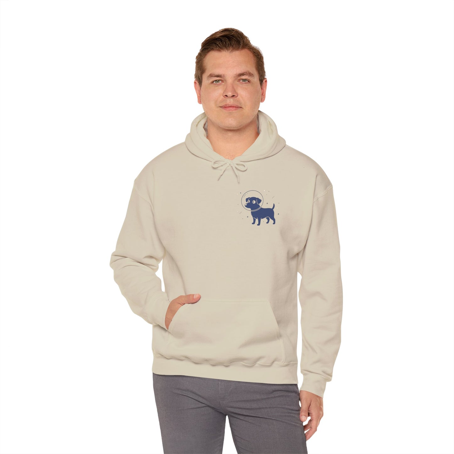 Dog in Space Hoodie – Space Puppy Graphic Hooded Sweatshirt, Unisex Heavy Blend™ - 14679