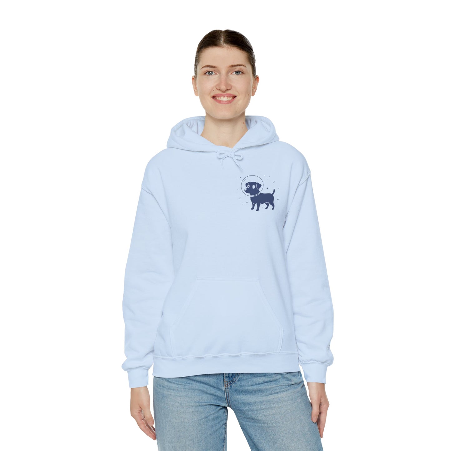Dog in Space Hoodie – Space Puppy Graphic Hooded Sweatshirt, Unisex Heavy Blend™ - 14679