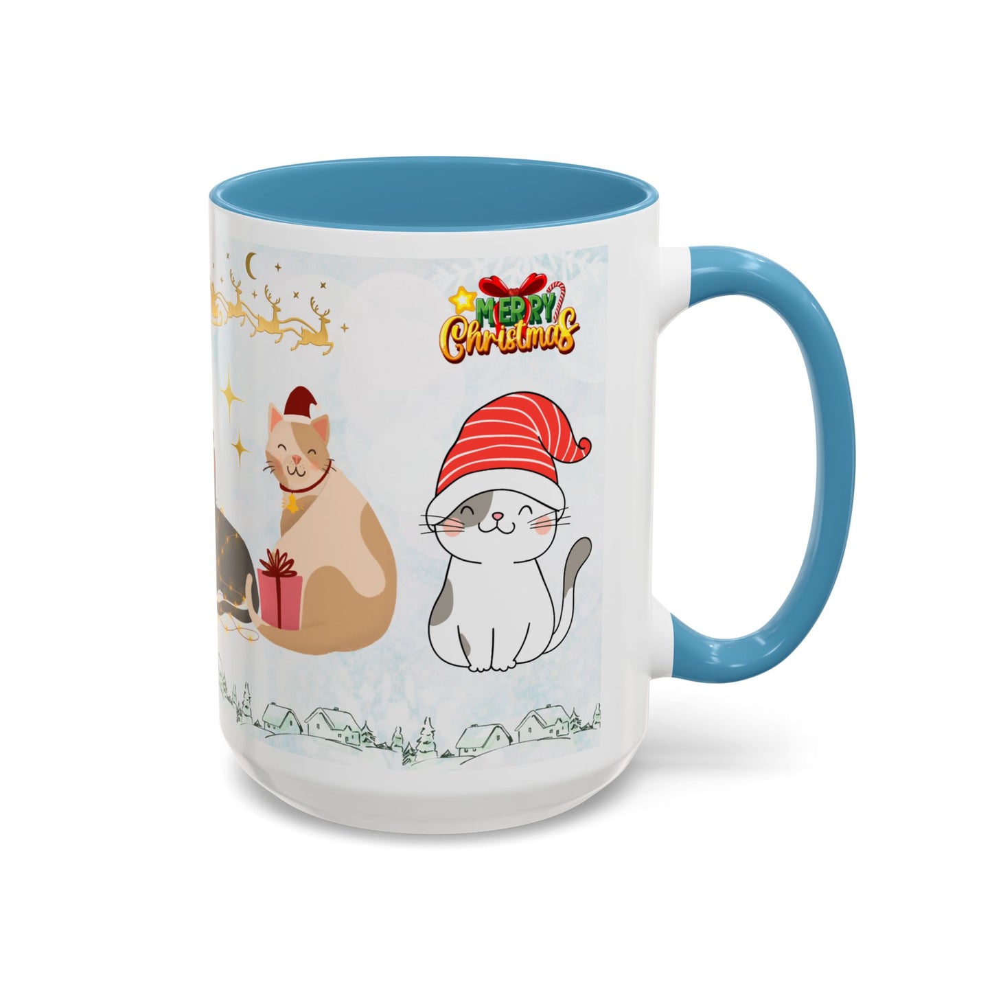 Merry Christmas, Cats - Accent Coffee Mug (11, 15oz)