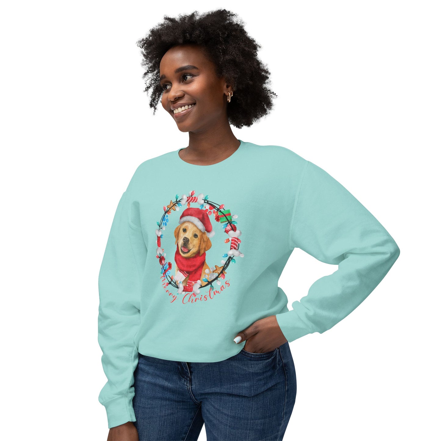 Christmas Dog - Unisex Lightweight Crewneck Sweatshirt - 10309