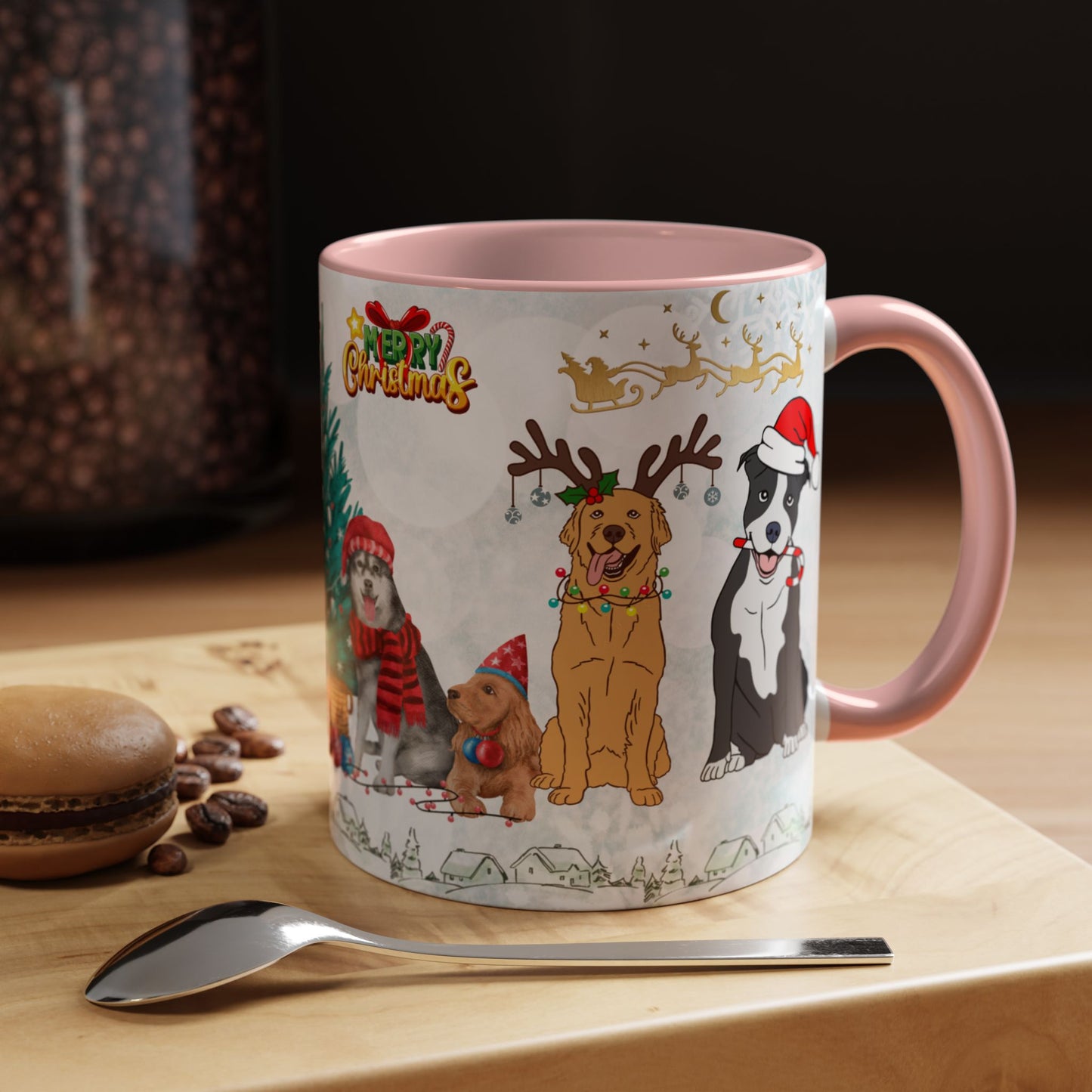 Merry Christmas Dogs - Accent Coffee Mug (11, 15oz)