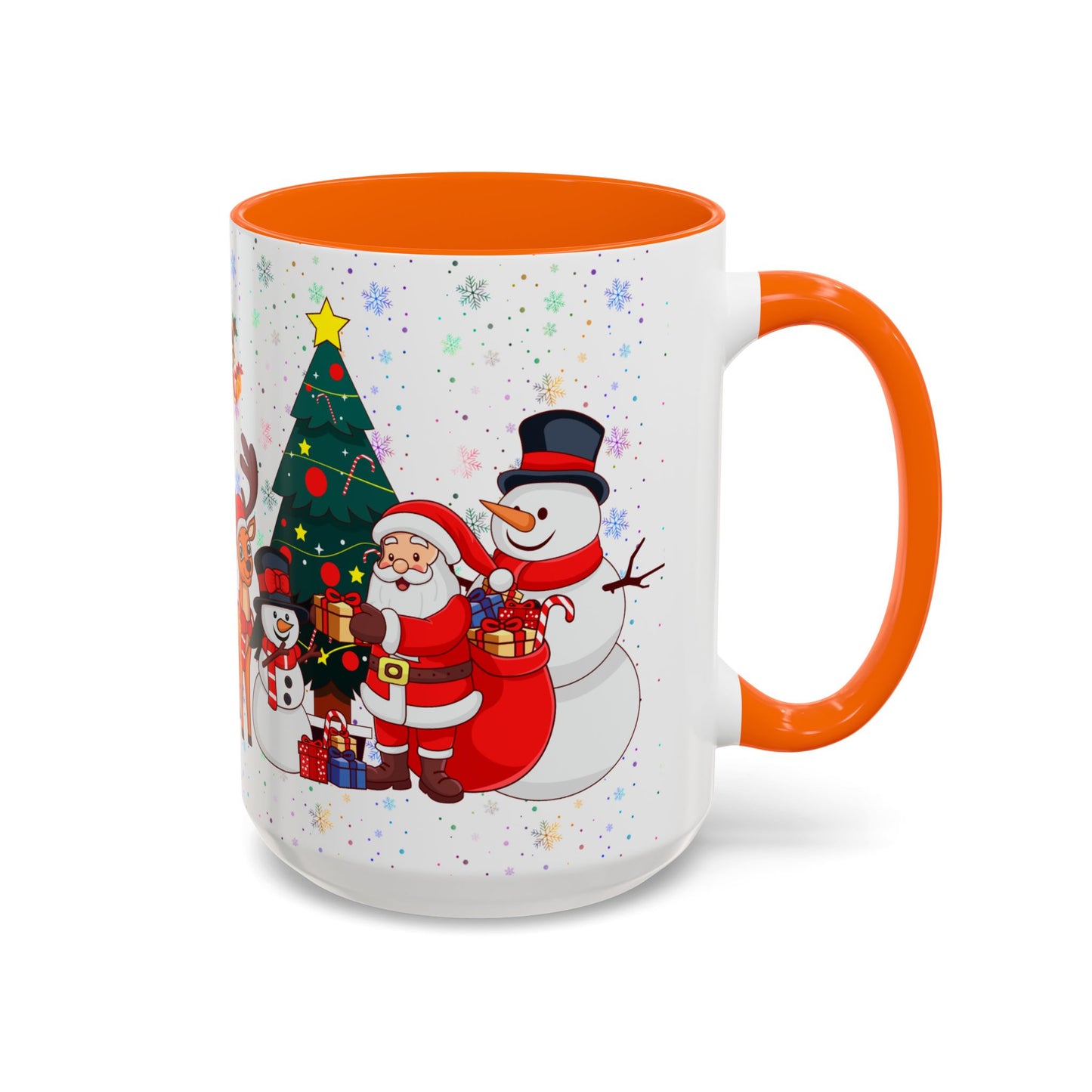 Christmas Party, Santa, Snowman, Reindeer - Accent Coffee Mug (11, 15oz) - 10426