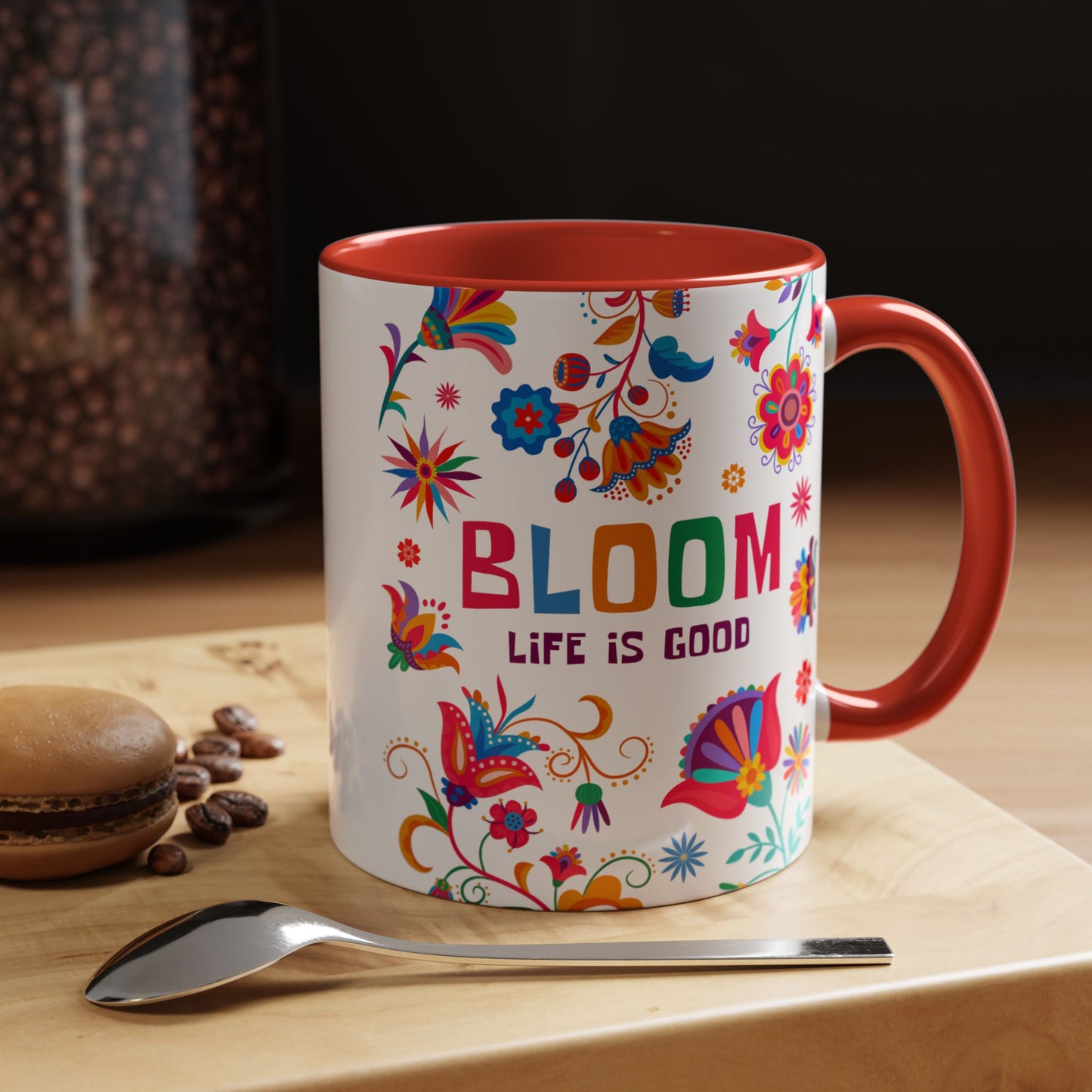 Colorful Floral Accent Coffee Mug - Bloom Life is Good - 14082