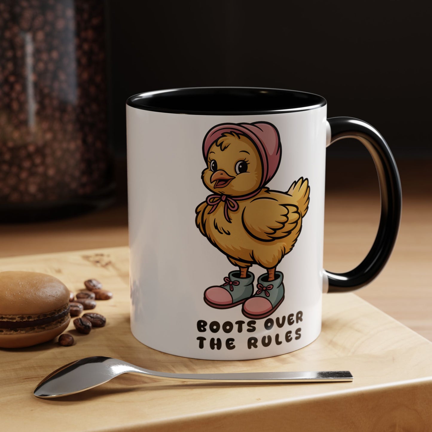 Boots Over The Rules Chick Mug – Cute Chicken Coffee Mug Funny Gift 11/15oz - 14862