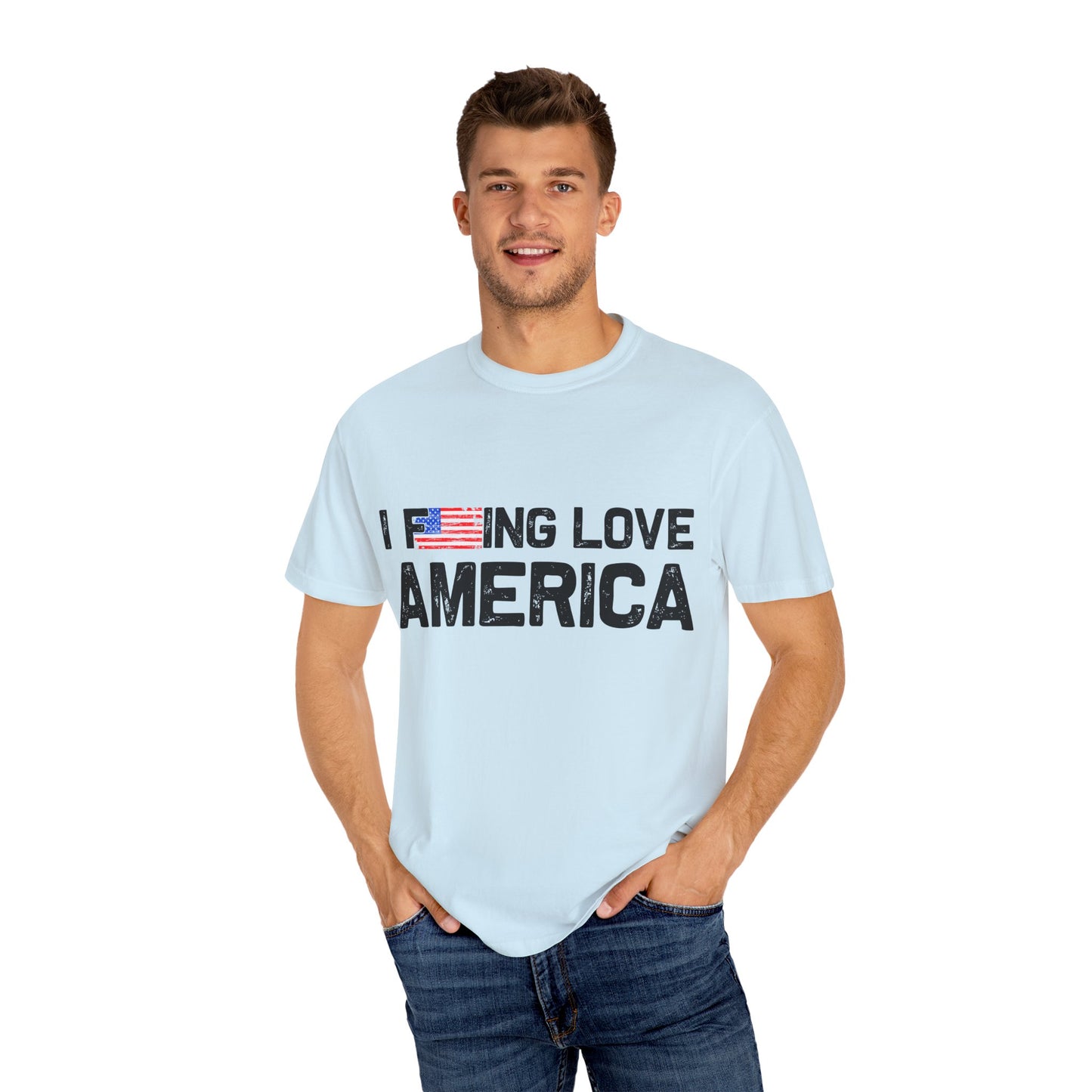 Unisex T-Shirt with Patriotic Love for America, Casual Tee, Independence Day Gift, Love America Shirt, Gift for Patriot - 13654