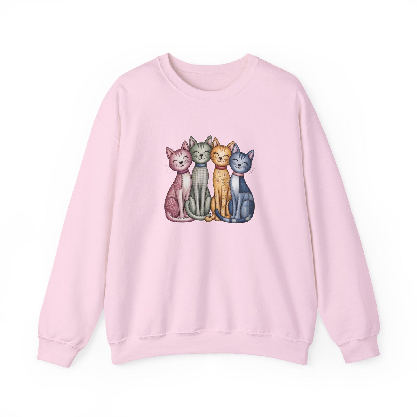 Happy Cats Illustration Sweatshirt – Colorful Cat Art Crewneck - 14770