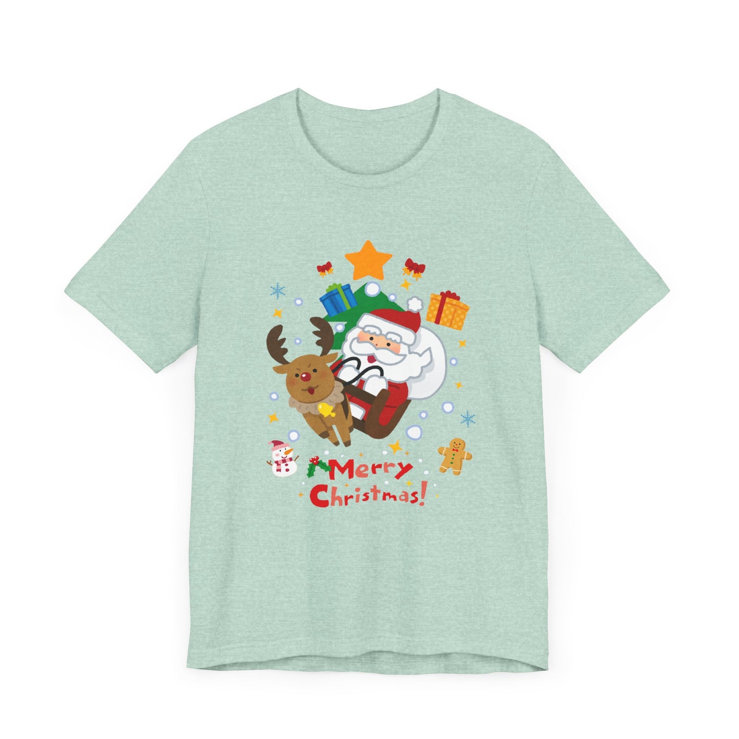 Santa & Reindeer, Merry Christmas - Unisex Jersey Short Sleeve Tee - 10494