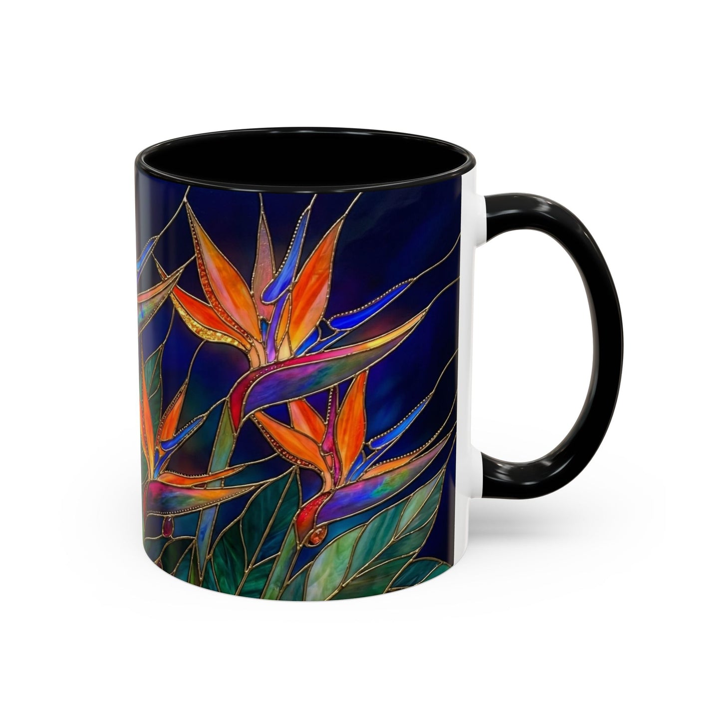 Bird of Paradise Floral Coffee Mug — Stained Glass Design 11/15oz - 14556