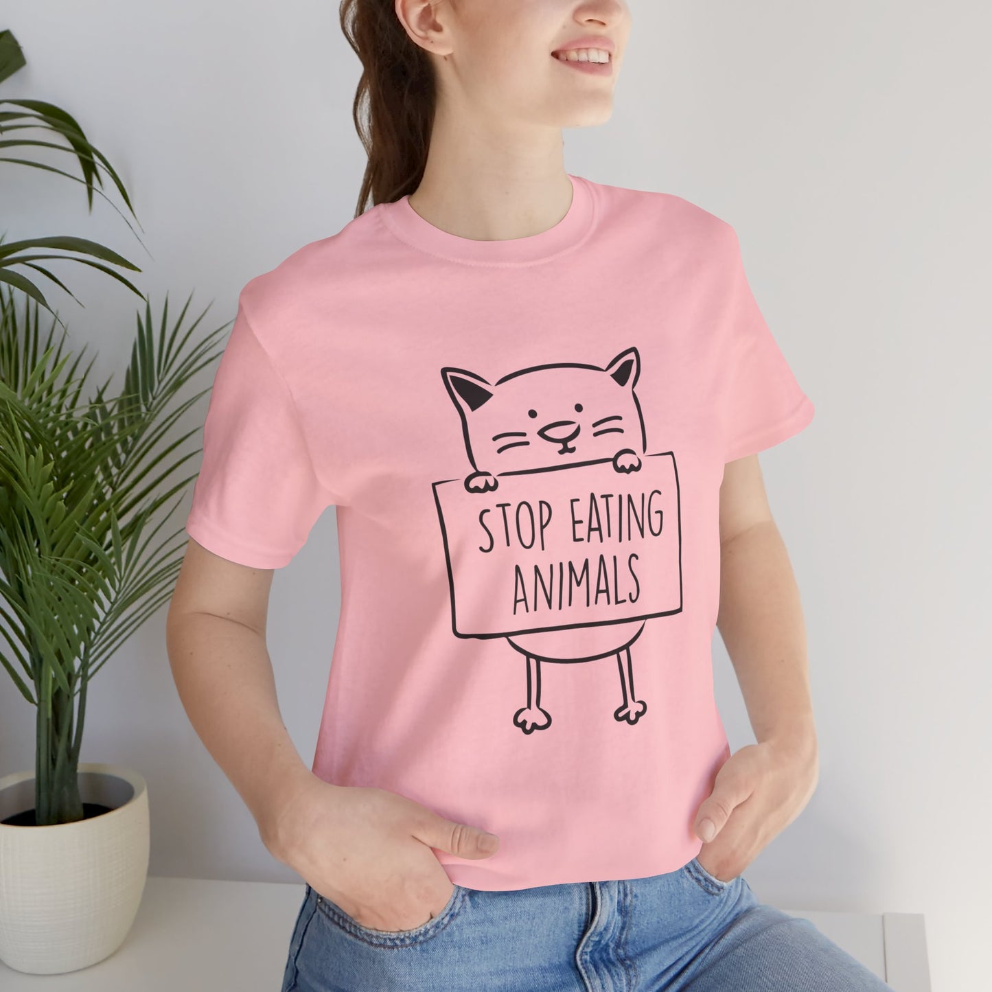 Vegan: Stop Eating Animals - Unisex Jersey Short Sleeve Tee