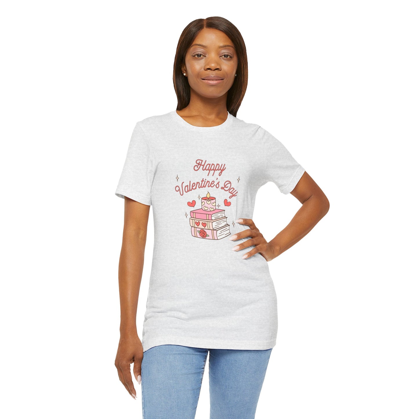 Books, Happy Valentine's Day - Unisex Jersey Short Sleeve Tee - 11572