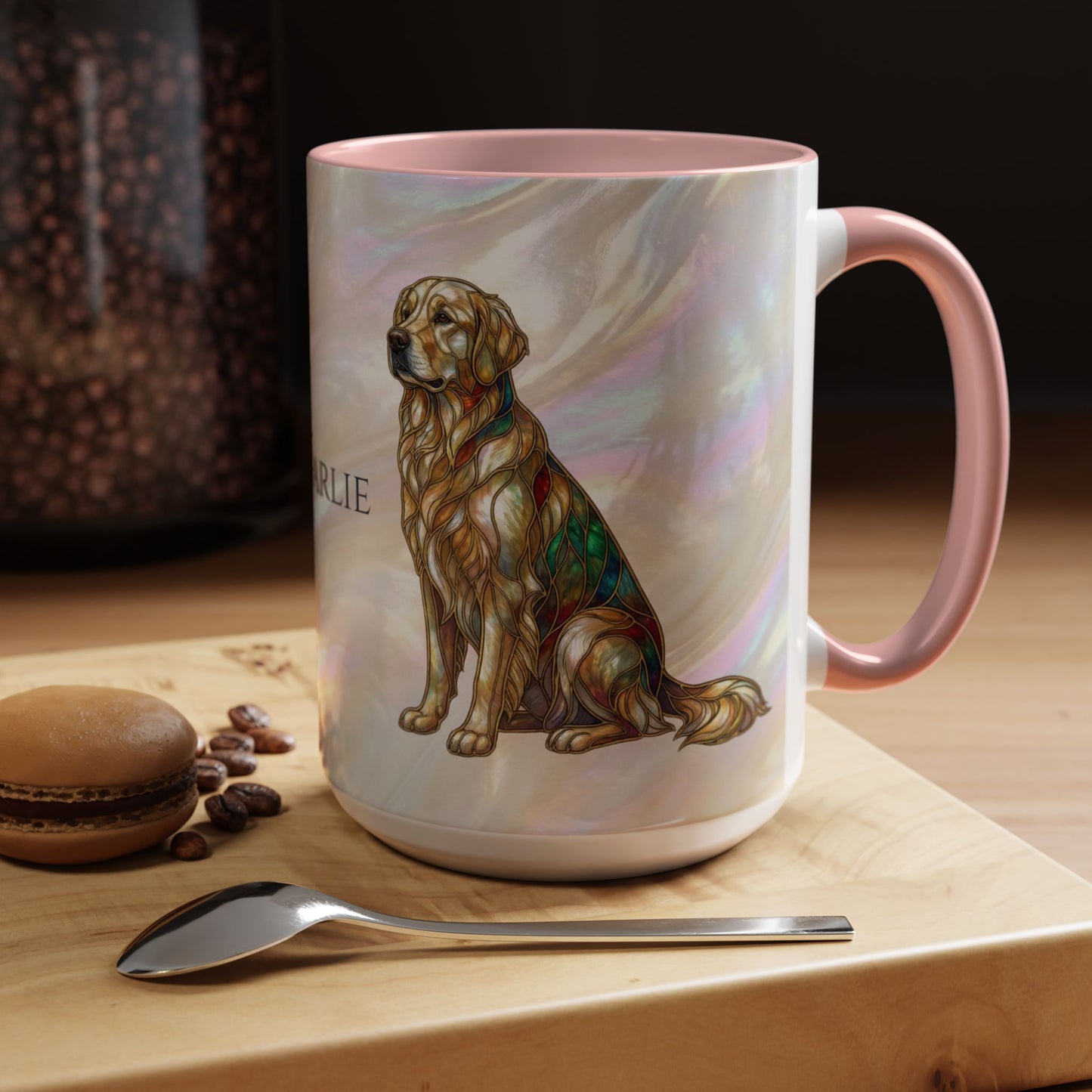 Personalized Golden Retriever Coffee Mug - Stained Glass Design 11/15oz - 14534