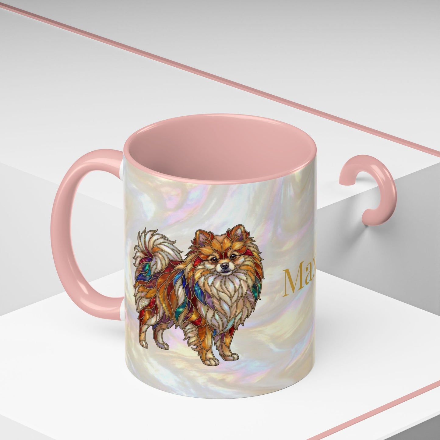 Pomeranian Accent Coffee Mug — Stained Glass Design (11/15oz) - 14638