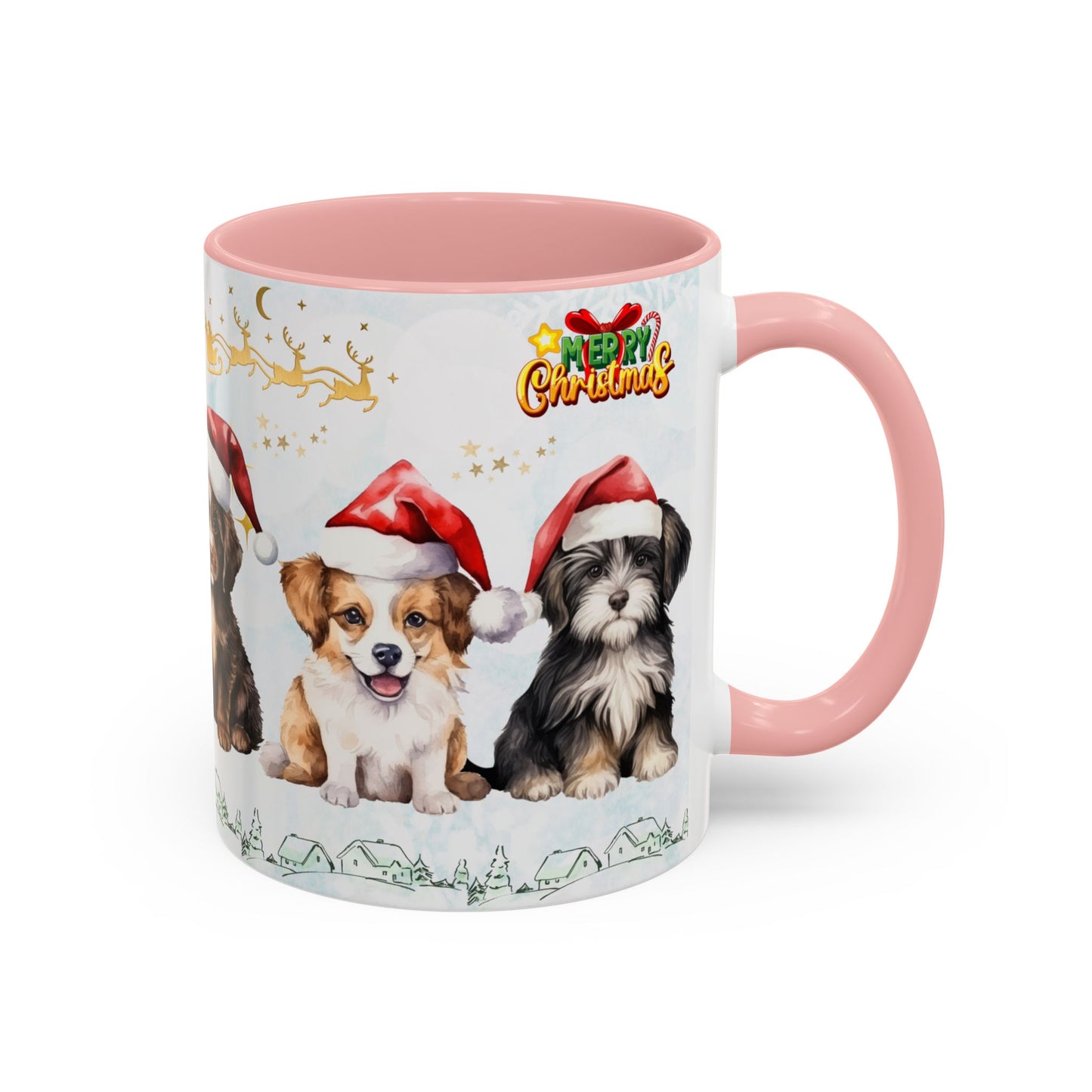 Merry Christmas, Puppies - Accent Coffee Mug (11, 15oz)