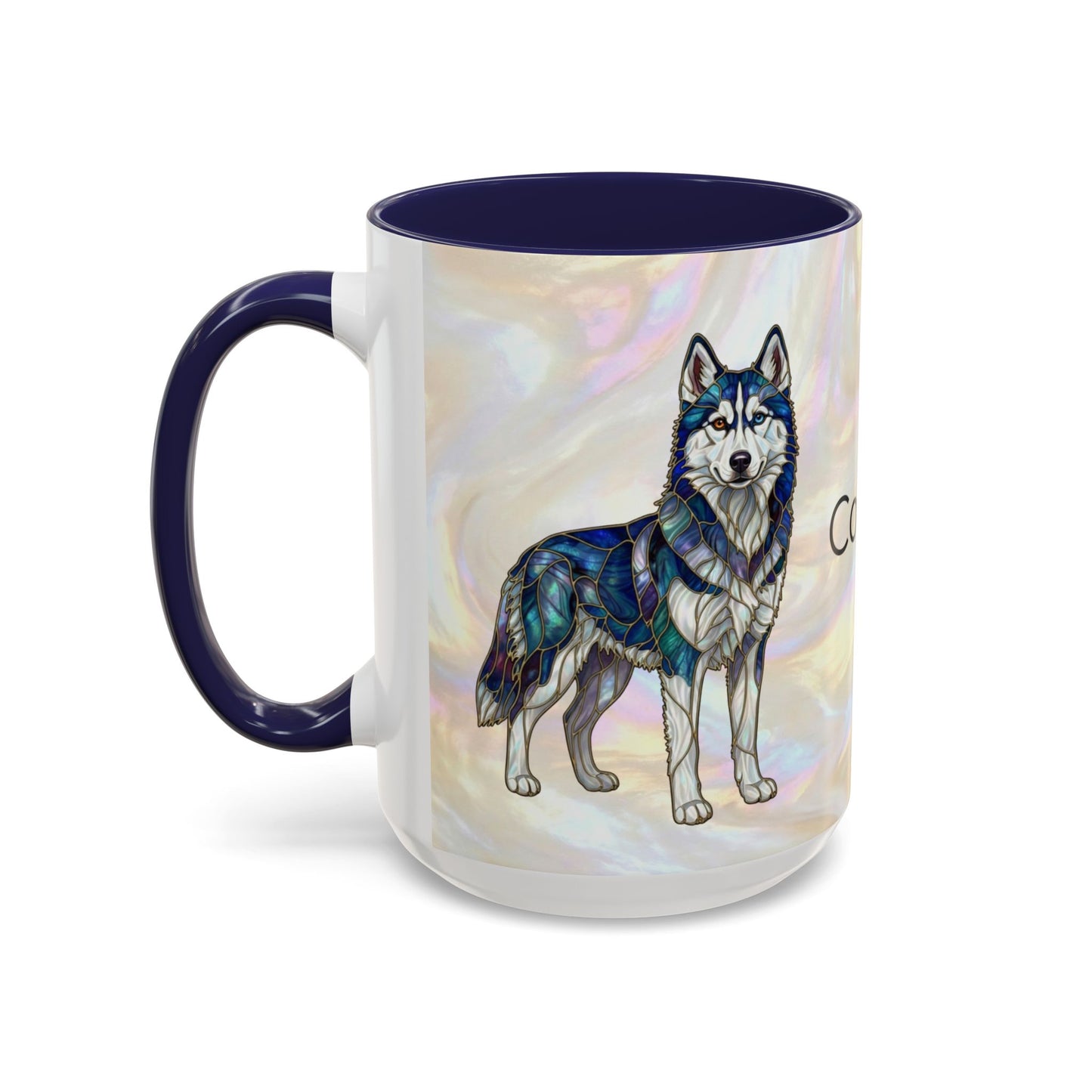 Personalized Husky Accent Coffee Mug – Stained Glass Design (11/15oz) - 14543
