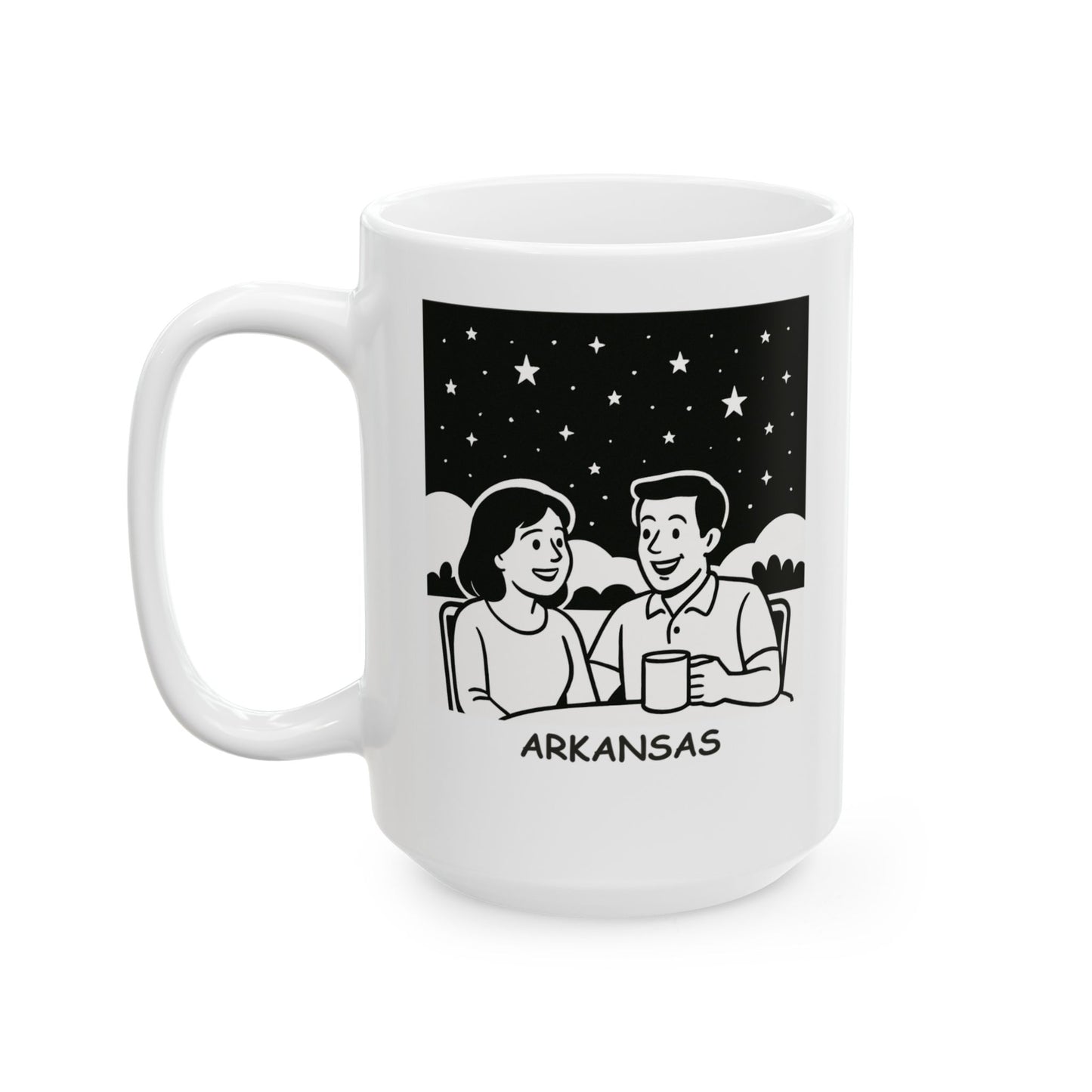 "Arkansas: Where the stars shine brighter and the conversations last longer." Ceramic Mug - 13325