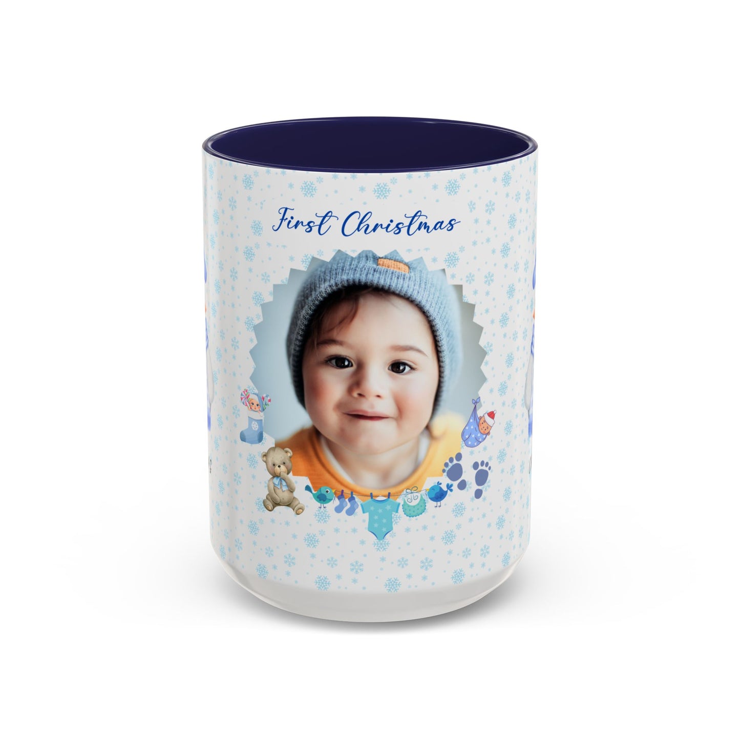 First Christmas, Baby boy, Customizable - Accent Coffee Mug (11, 15oz) - 10002