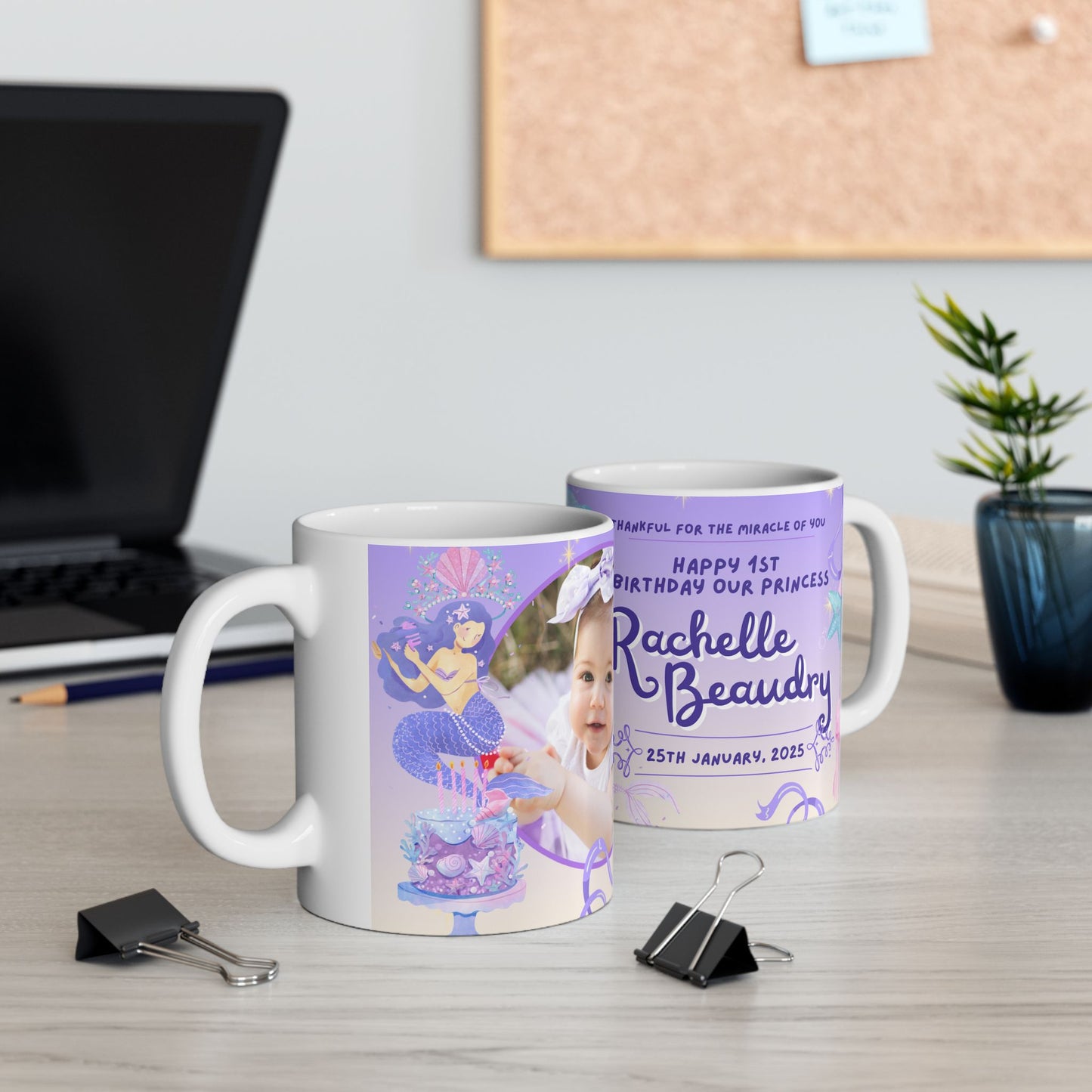 Personalized Birthday Ceramic Mug, Custom Photo Mug, Magical Unicorn Mug, Kids Birthday Gift, Fairy Tale Mug - 13979