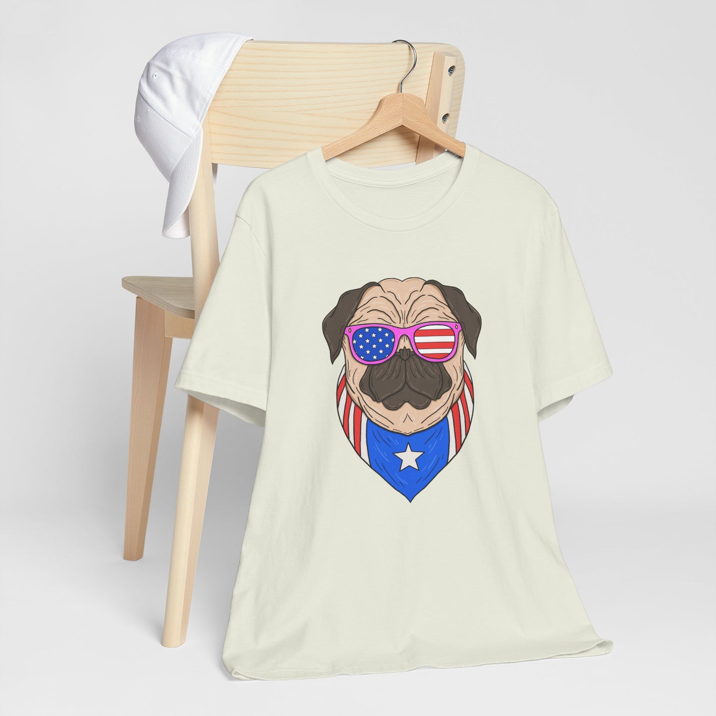 Patriotic Pug Tee, Independence Day T-Shirt, Dog Lovers Gift, Summer Casual Wear, Fun Family Outing Shirt - 13733