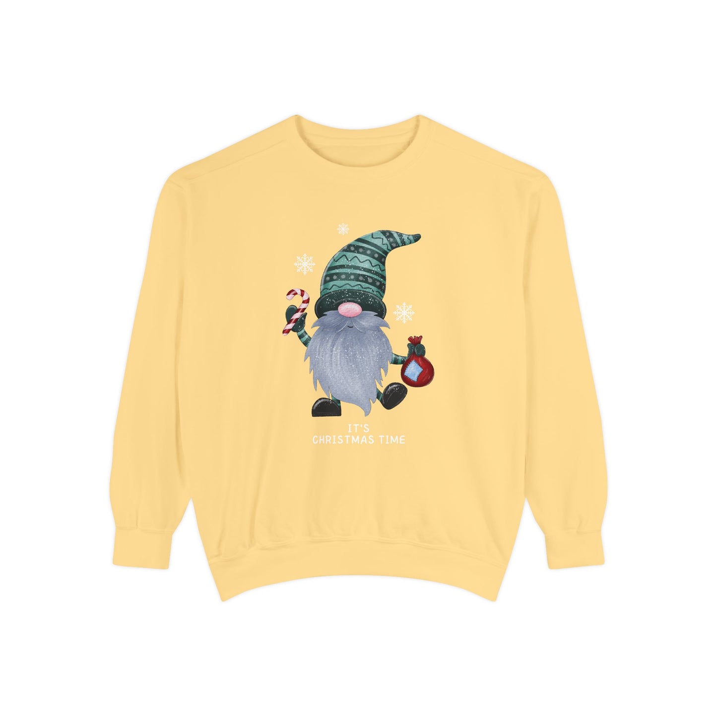 Gnome, It's Christmas Time - Unisex Garment Dyed Sweatshirt - 10507