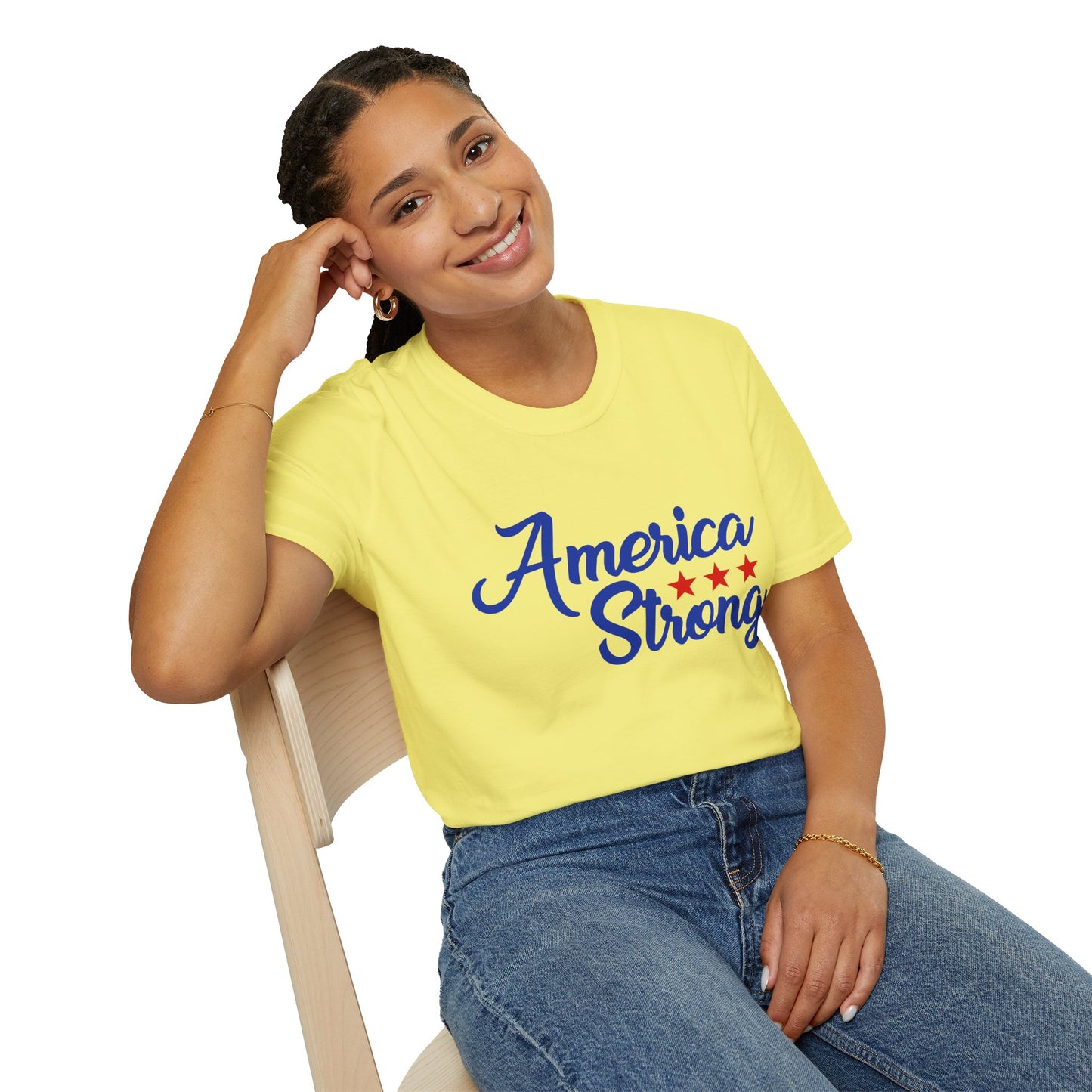 America Strong Unisex Softstyle T-Shirt - Patriotic Tee for BBQs, Memorial Day, 4th of July, Gift for Him/Her, Casual Wear - 13694