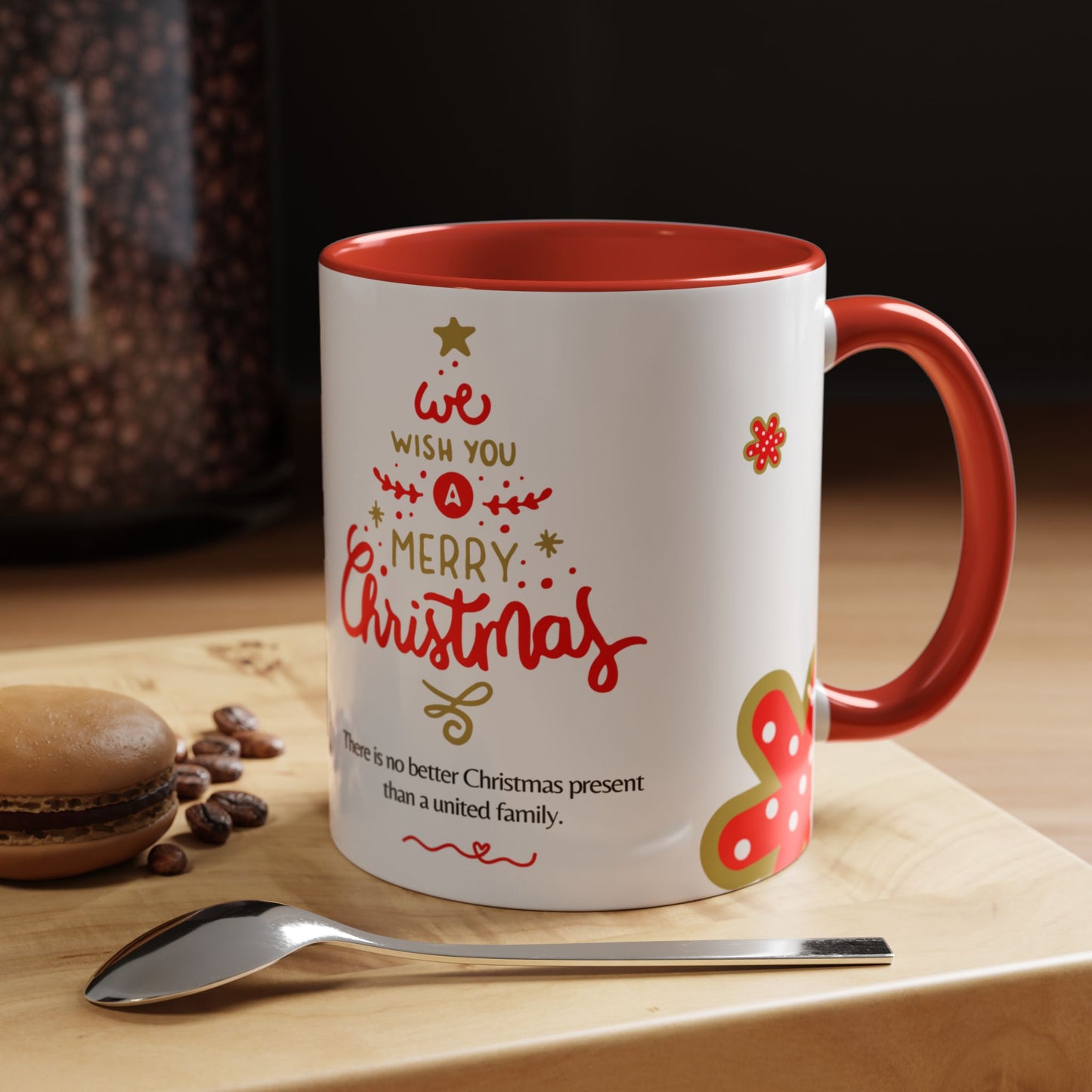 We Wish You a Merry Christmas, Family Photos, Customizable - Accent Coffee Mug (11, 15oz) - 11041