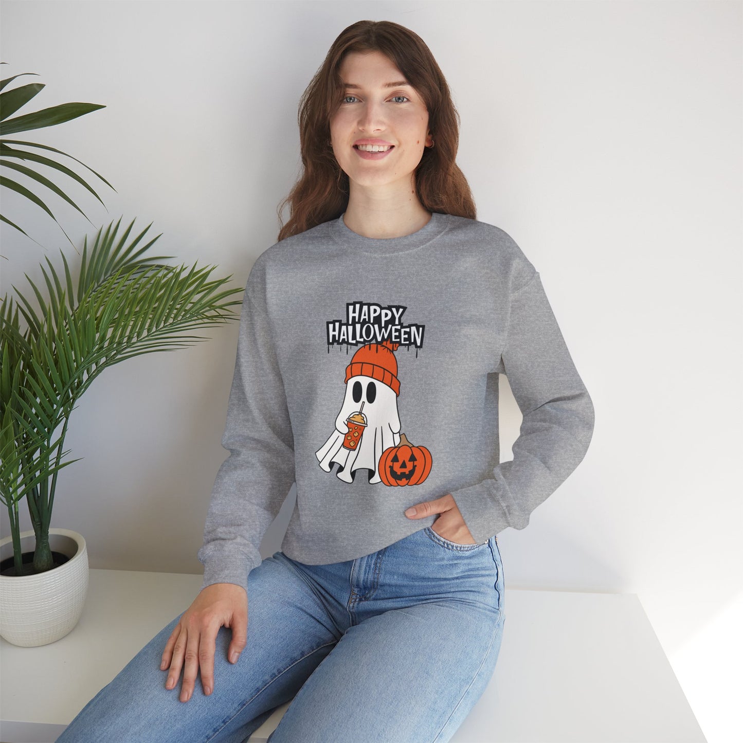 Happy Halloween, Ghost - Unisex Heavy Blend™ Crewneck Sweatshirt