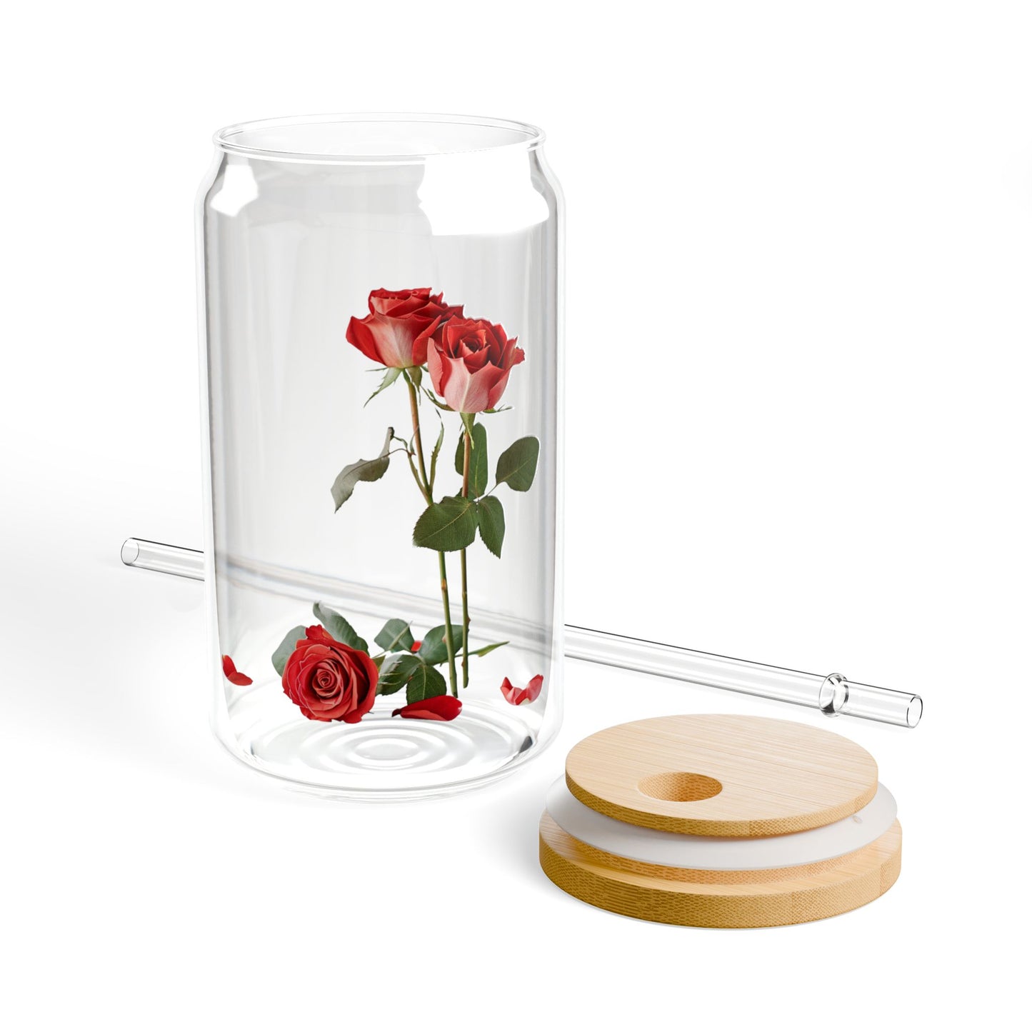 Red Roses,  Customizable - Sipper Glass, 16oz