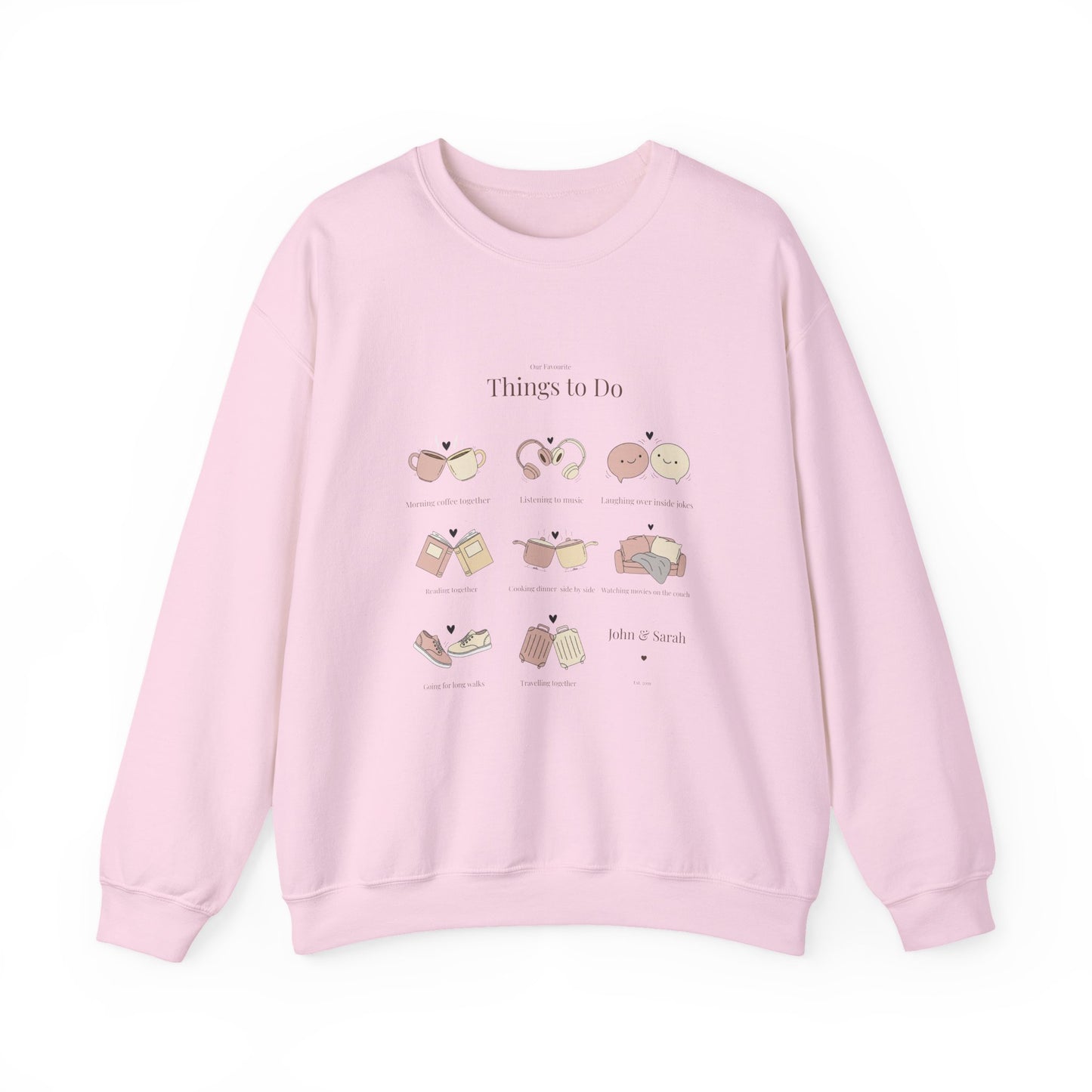 Our Favourite Things to Do Together – Personalised Illustration Crewneck Sweatshirt | Valentine’s Gift - 14726