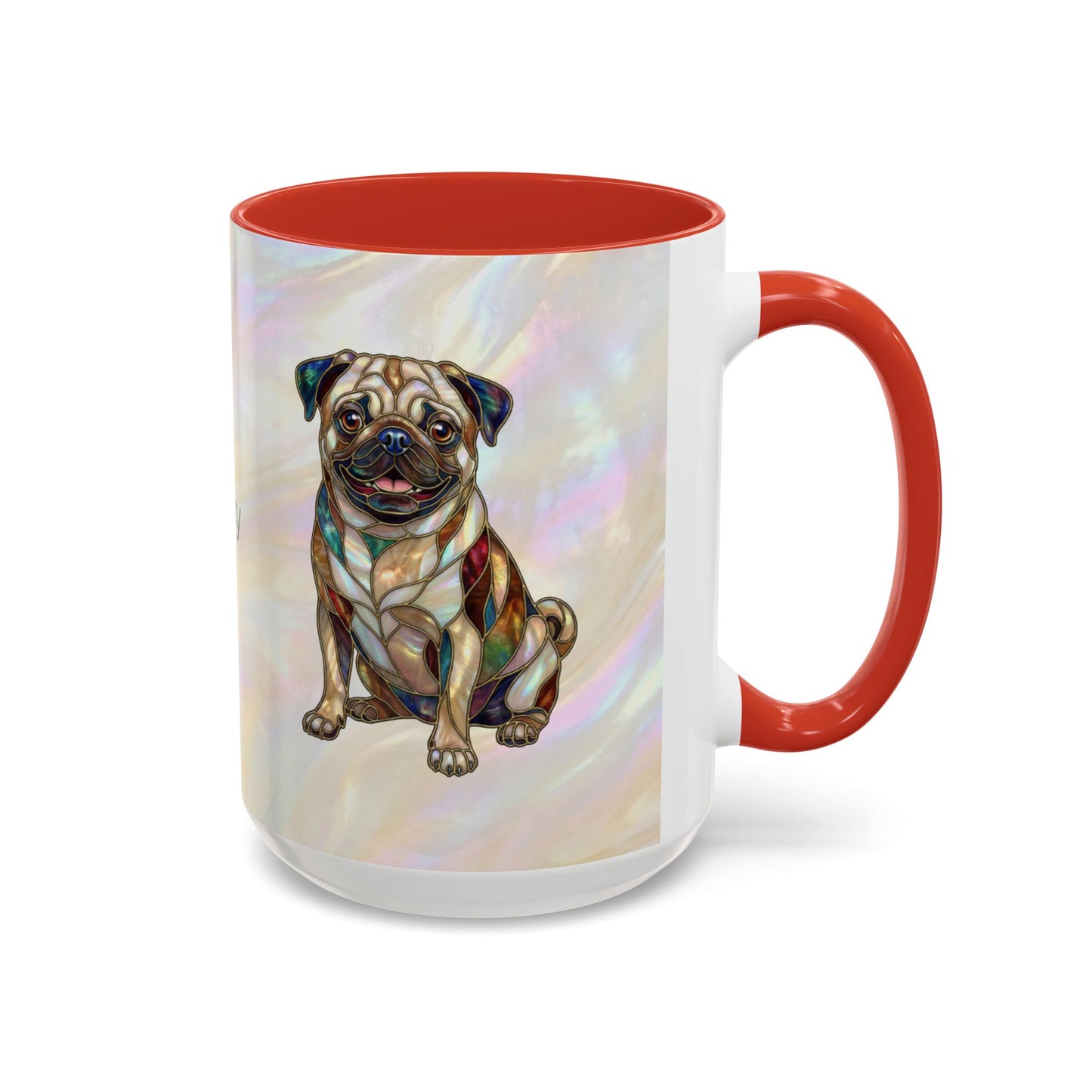 Personalized Pug Accent Coffee Mug –  Stained Glass Design (11/15oz) - 14547
