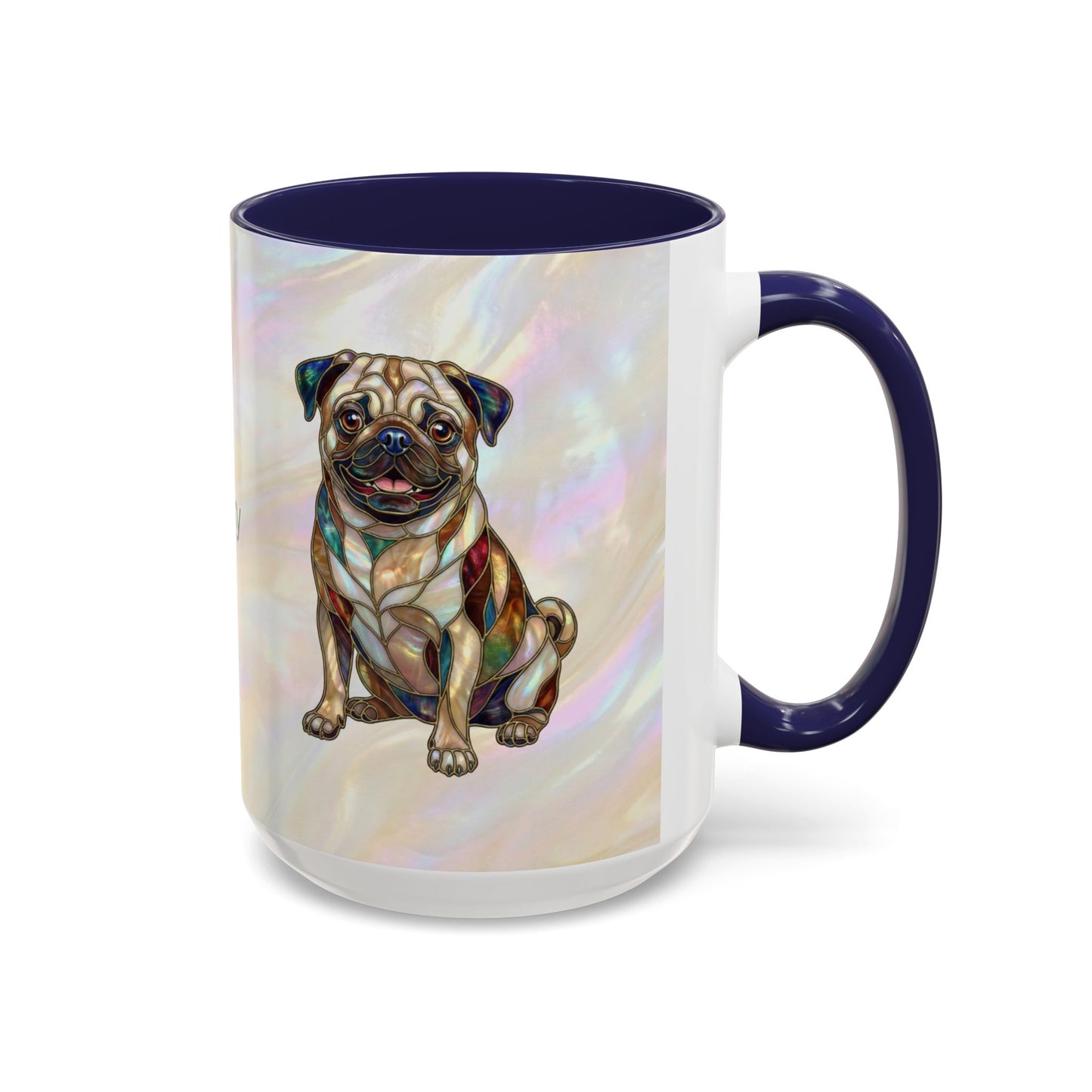 Personalized Pug Accent Coffee Mug –  Stained Glass Design (11/15oz) - 14547