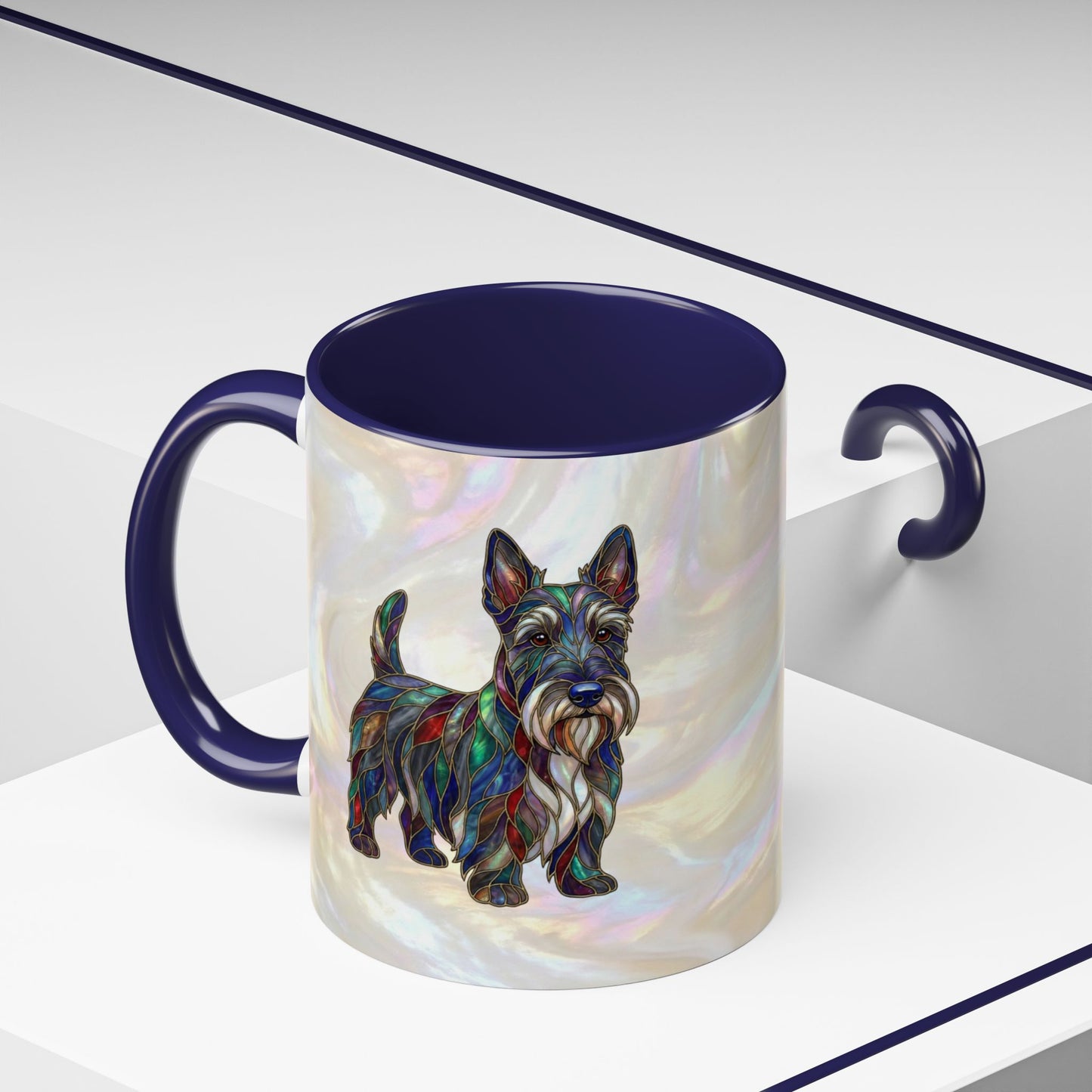 Scottish Terrier Accent Coffee Mug – Stained Glass Design 11/15oz - 14644
