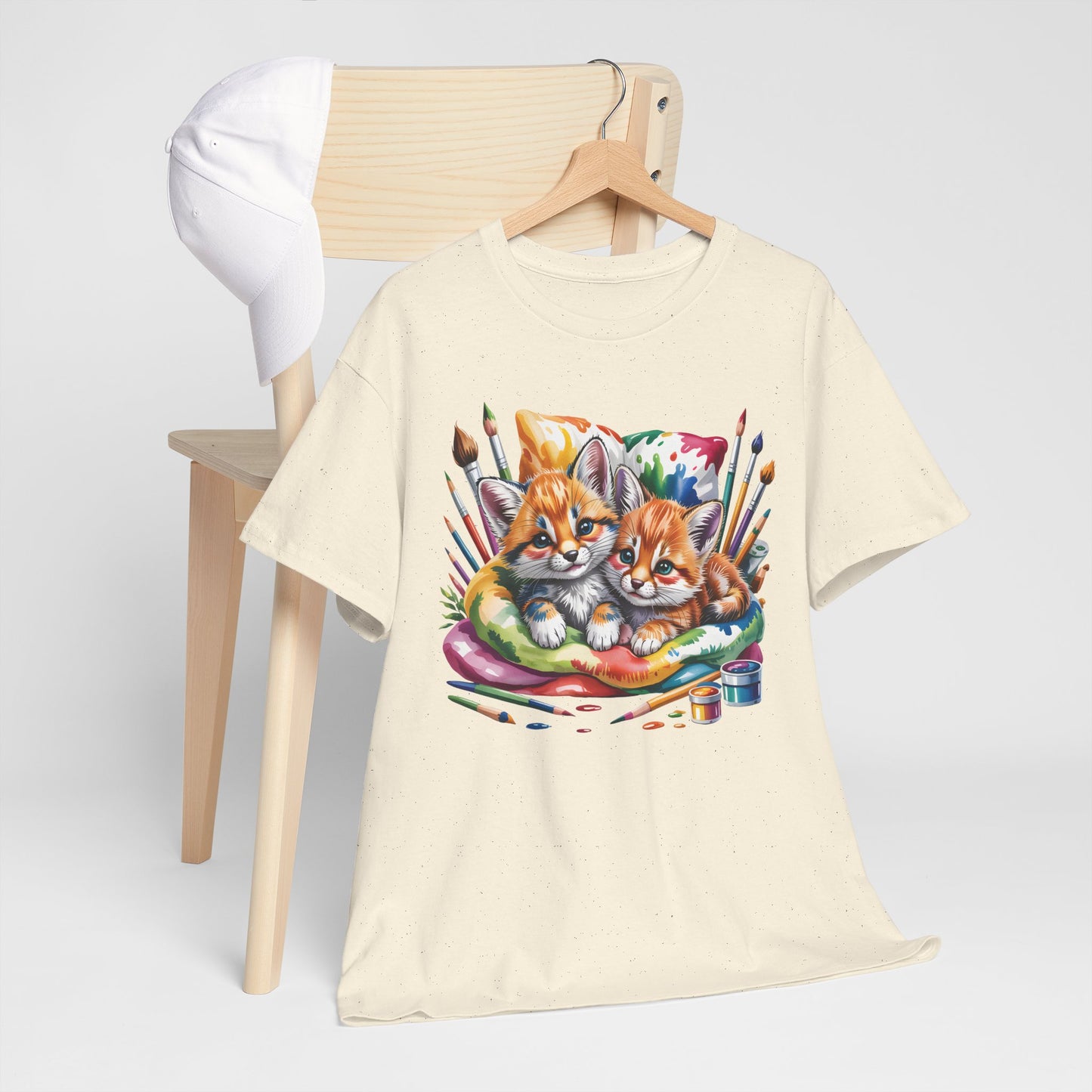 Artist Kittens T-Shirt — Cute Painting Cats Graphic Tee, Cat Lover Gift - 14866