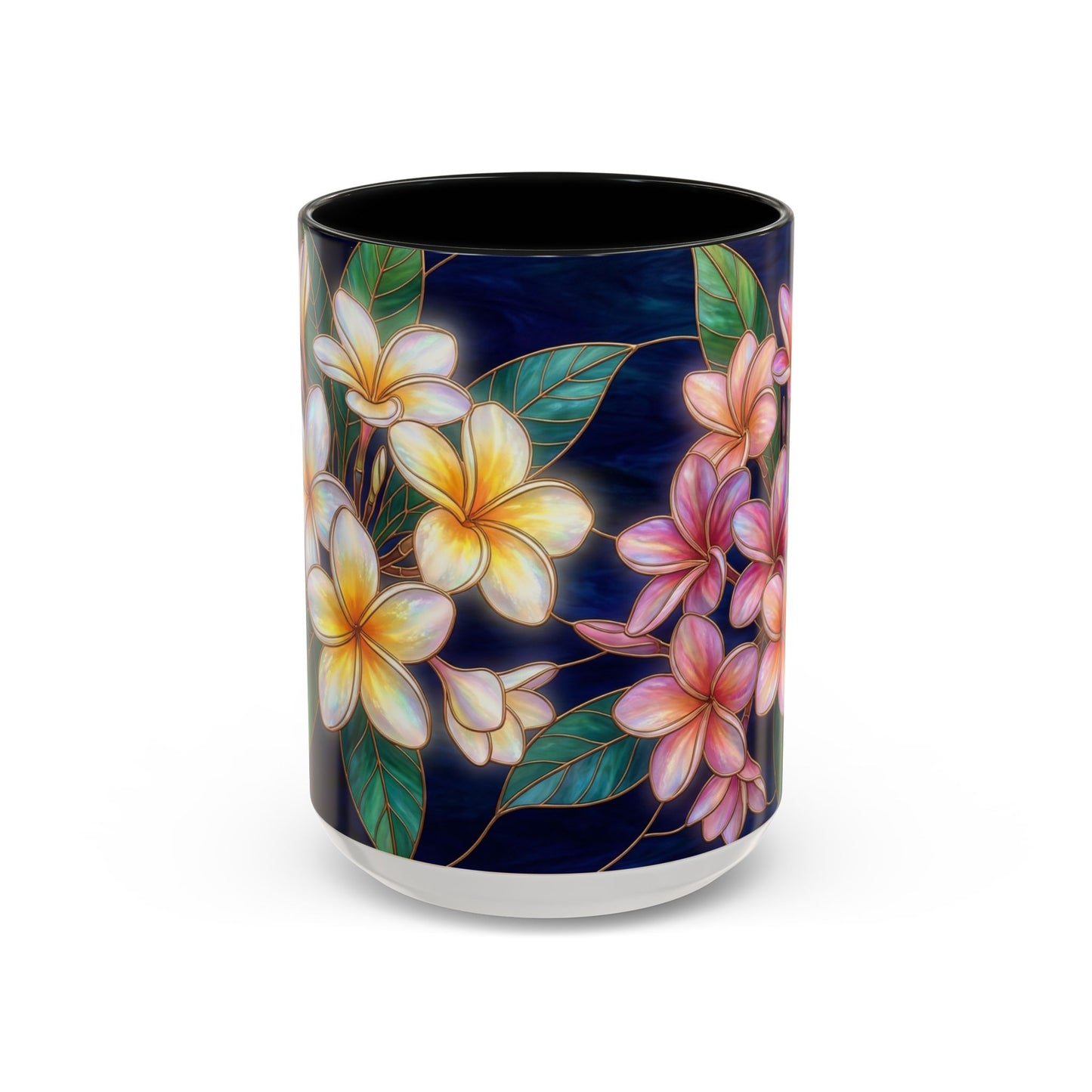 Plumeria Floral Accent Mug —  Stained Glass Design (11/15oz) - 14545
